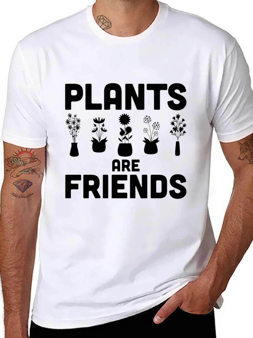 Plants are Friends Black Graphic T-Shirt