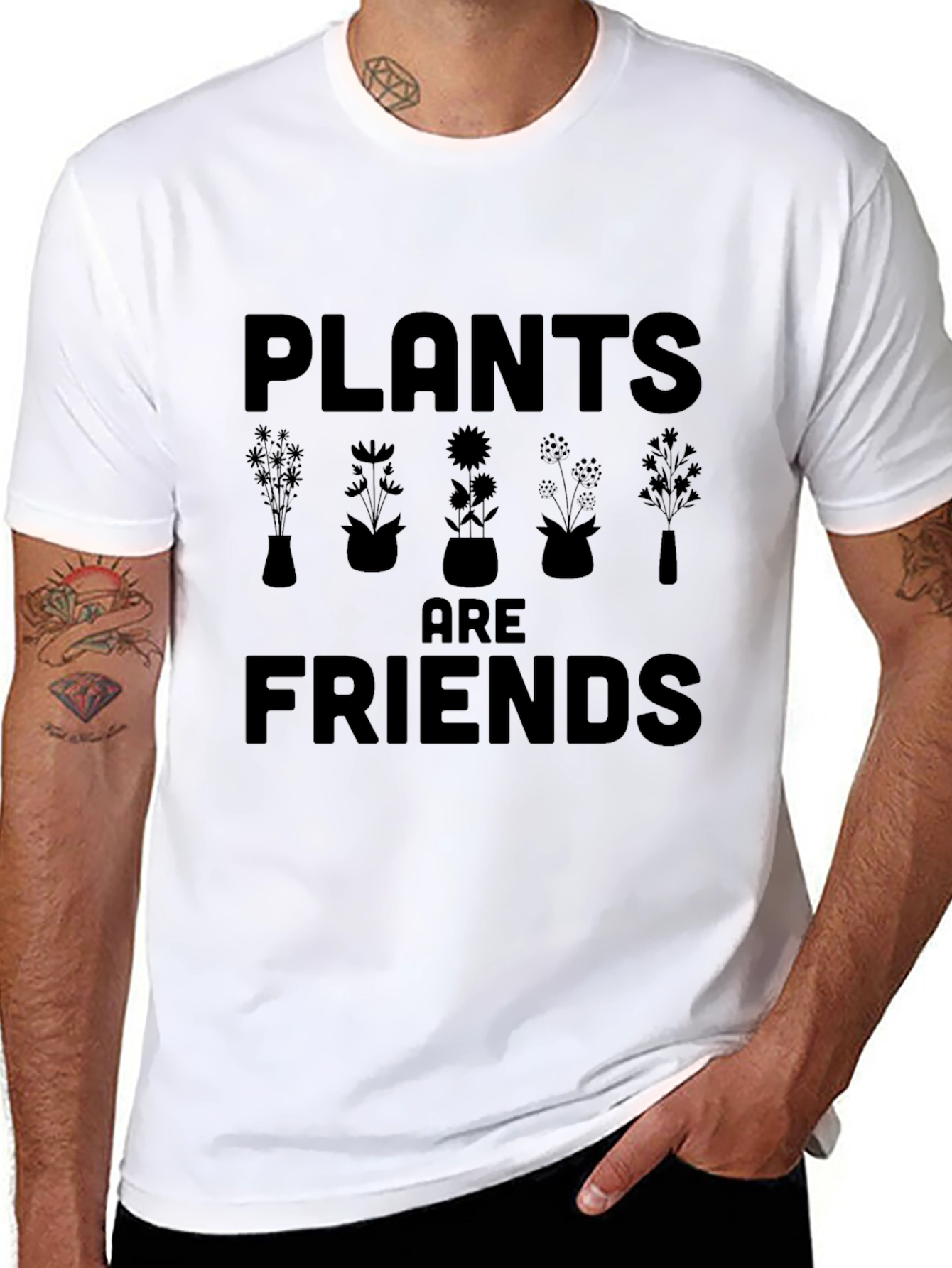 Plants are Friends Black Graphic T-Shirt