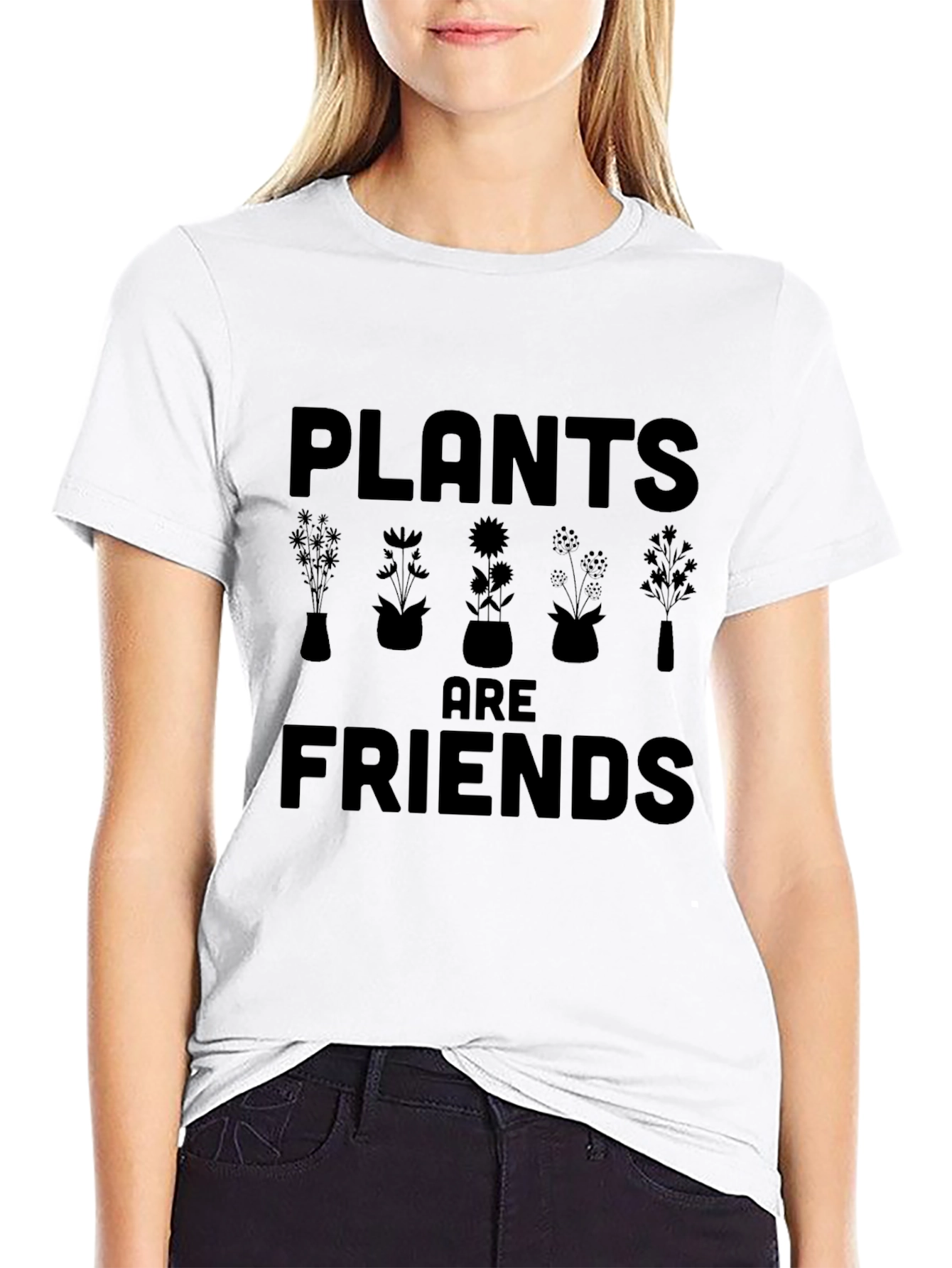 Plants are Friends Black Graphic T-Shirt