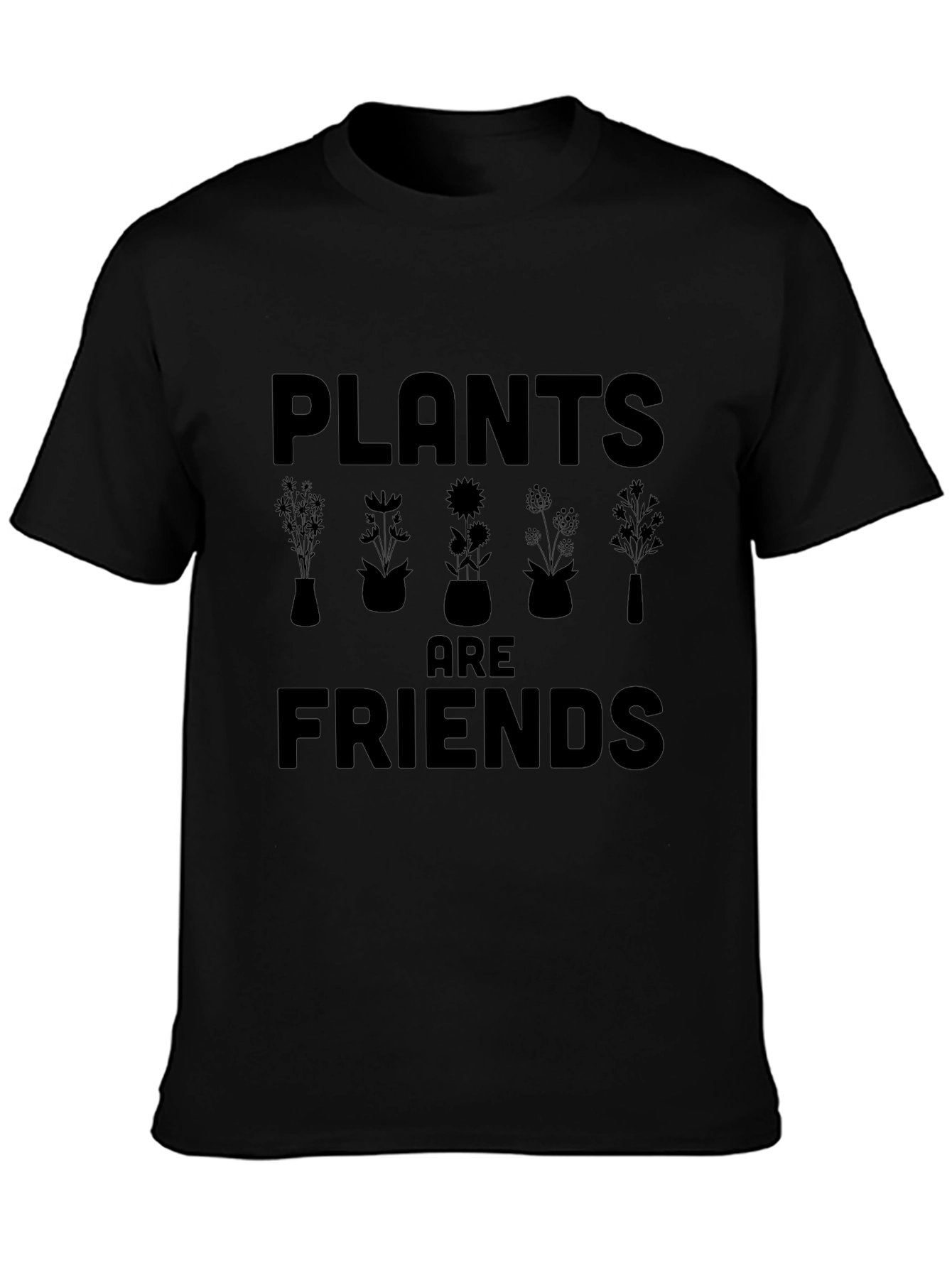 Plants are Friends Black Graphic T-Shirt