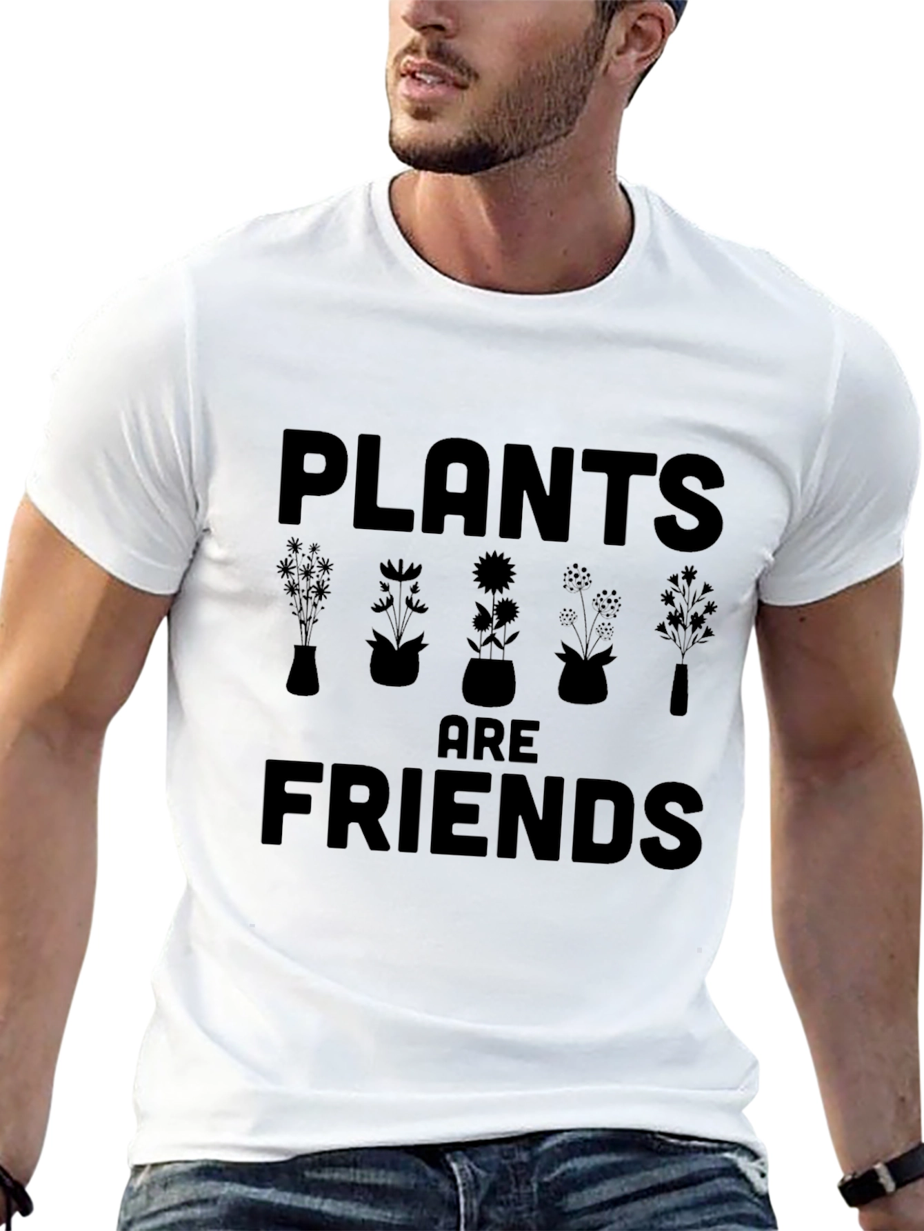 Plants are Friends Black Graphic T-Shirt