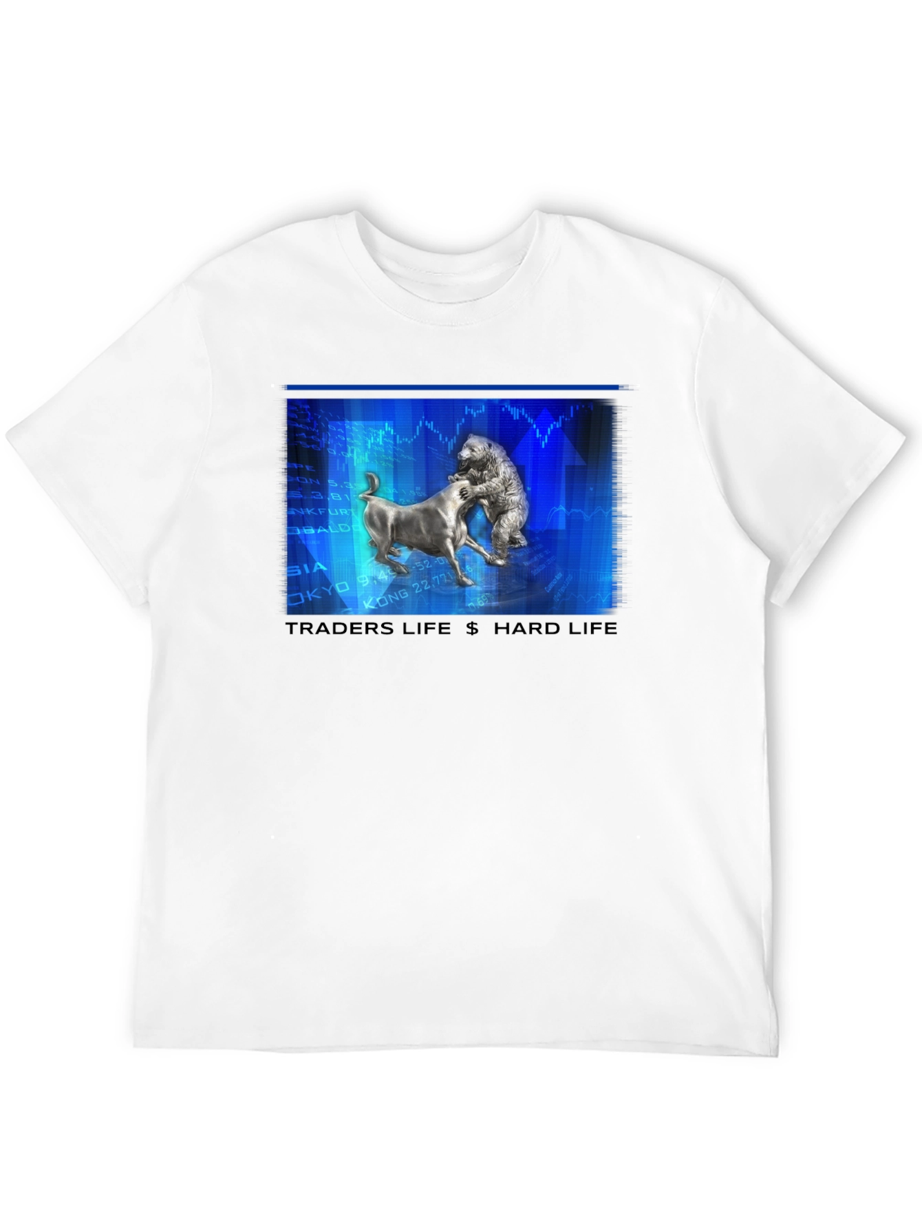 Traders Life Hard Life T-Shirt Bull vs Bear Black Tee