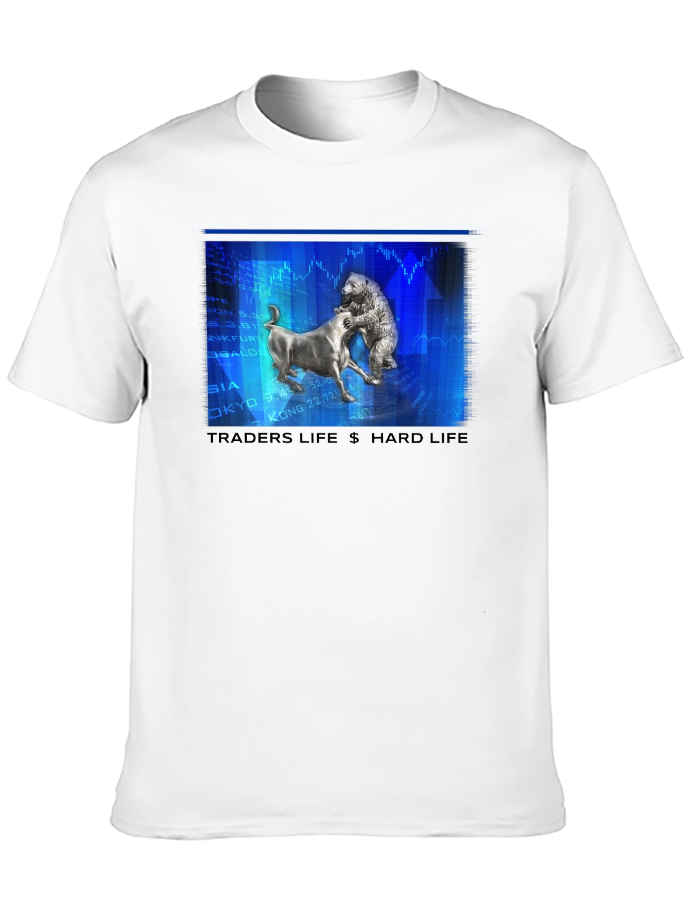 Traders Life Hard Life T-Shirt Bull vs Bear Black Tee