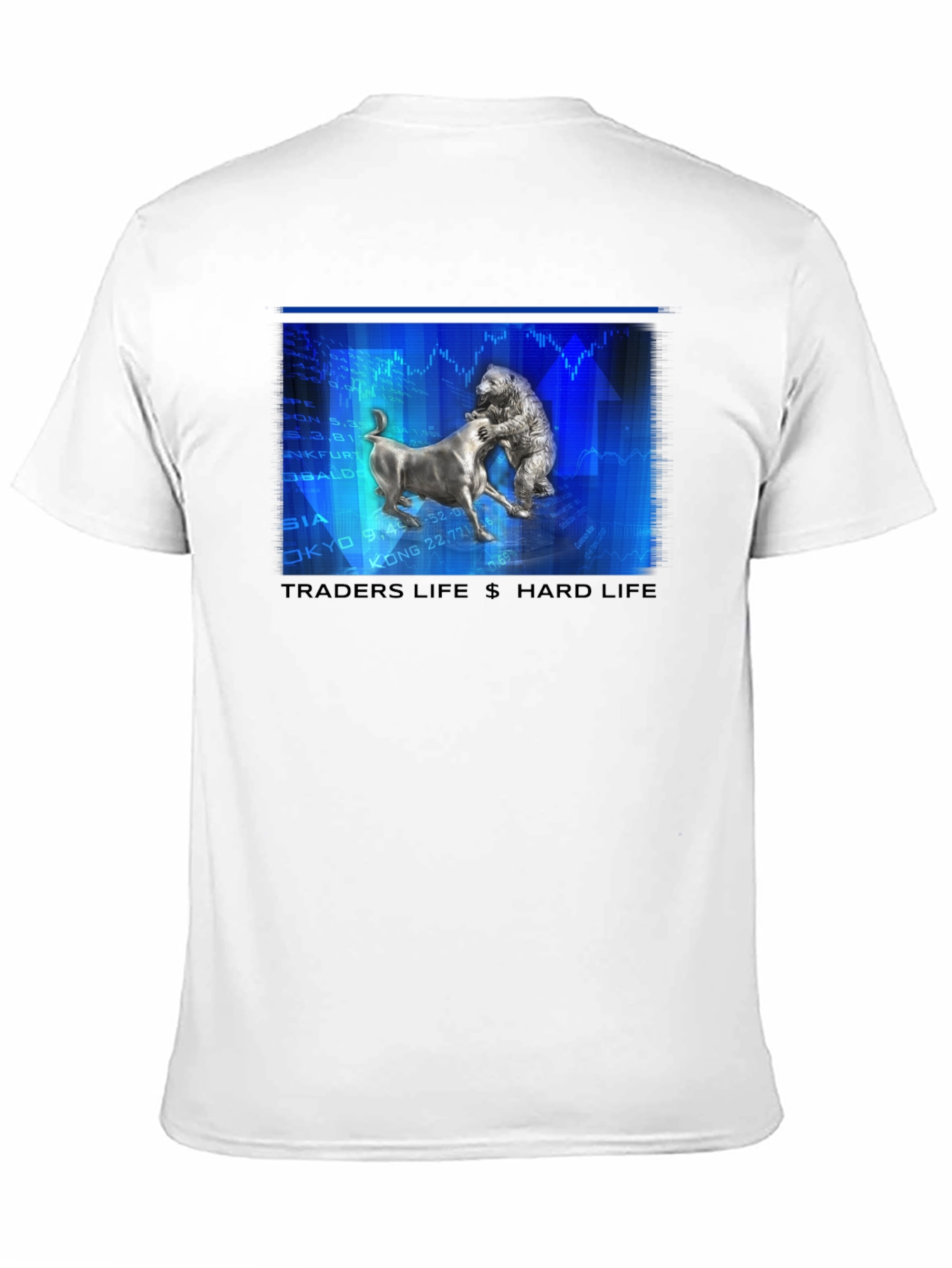 Traders Life Hard Life T-Shirt Bull vs Bear Black Tee