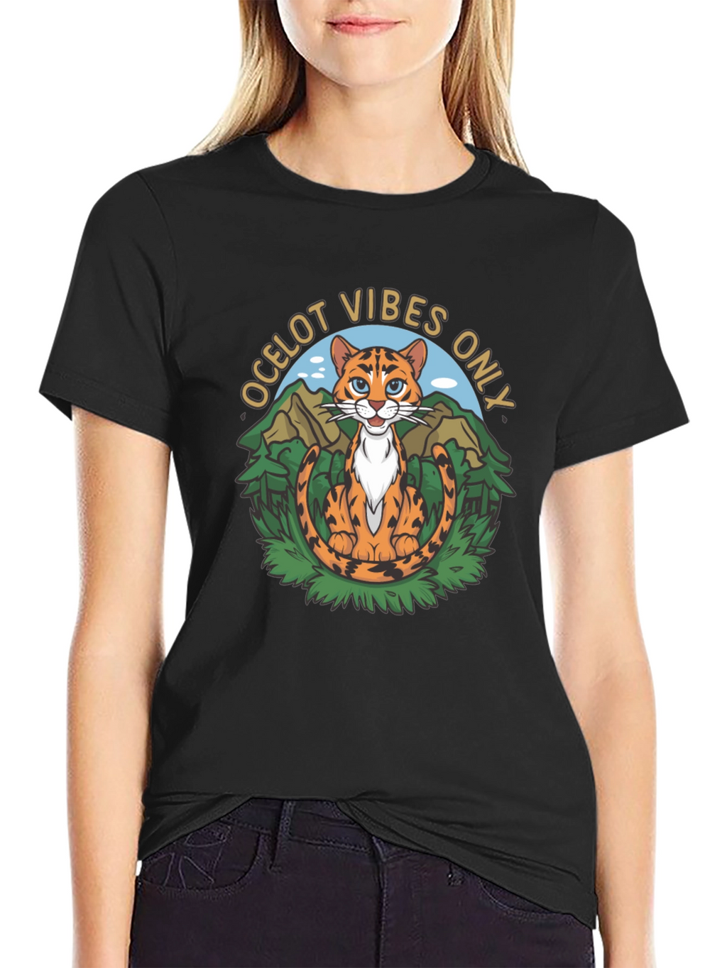 Ocelot Vibes Graphic Tee - Cool Cat T-Shirt