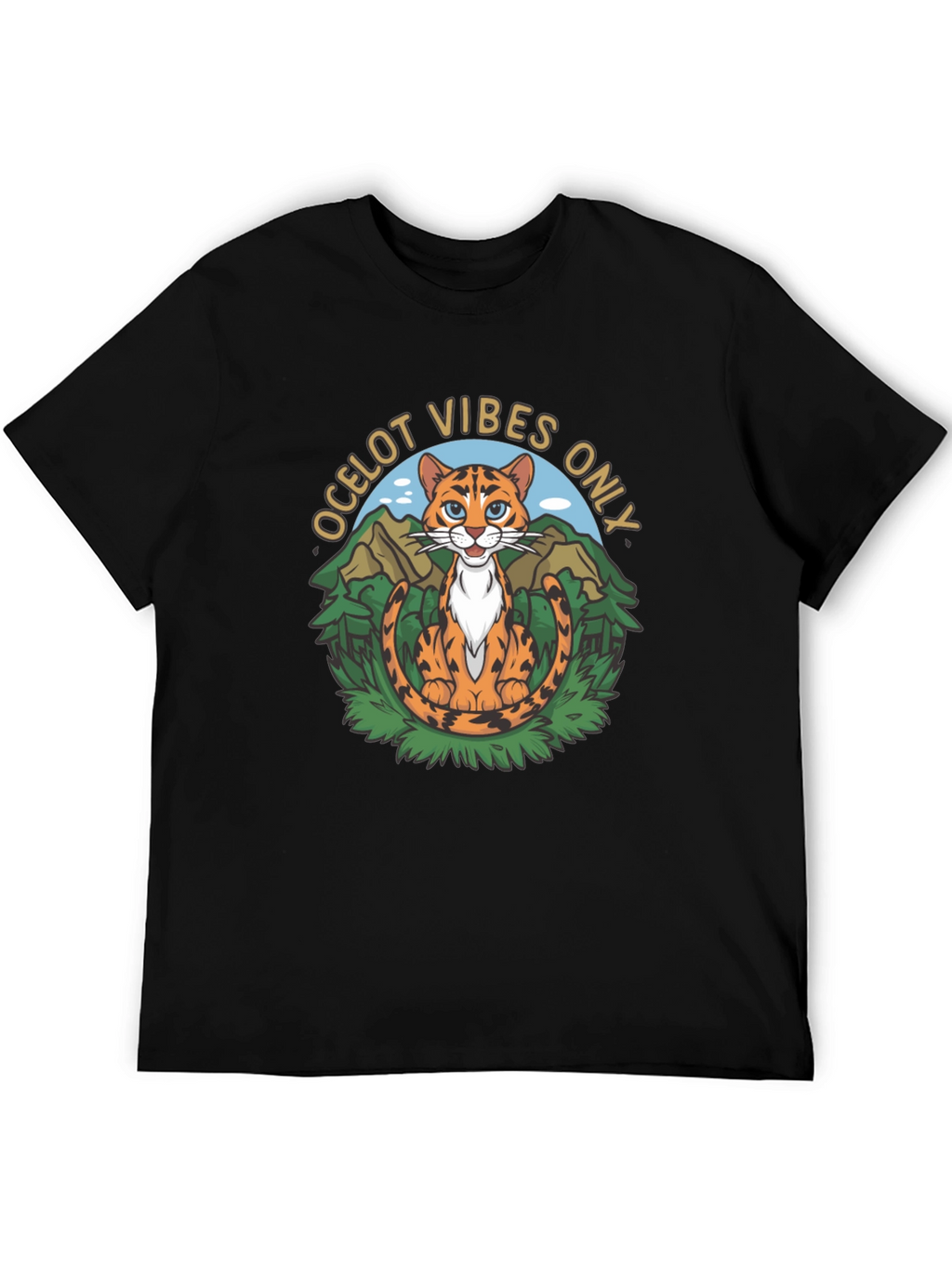 Ocelot Vibes Graphic Tee - Cool Cat T-Shirt