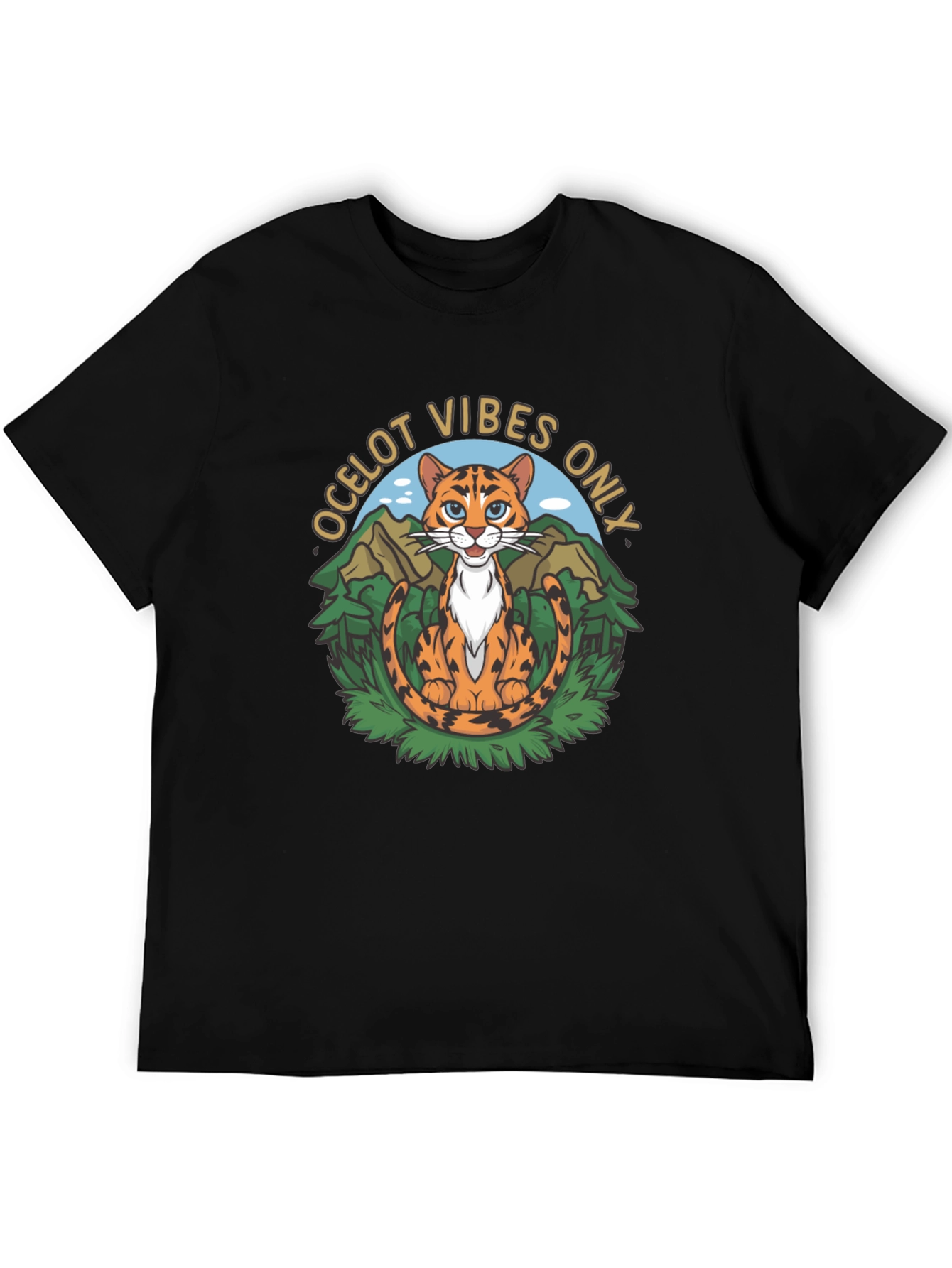 Ocelot Vibes Graphic Tee - Cool Cat T-Shirt