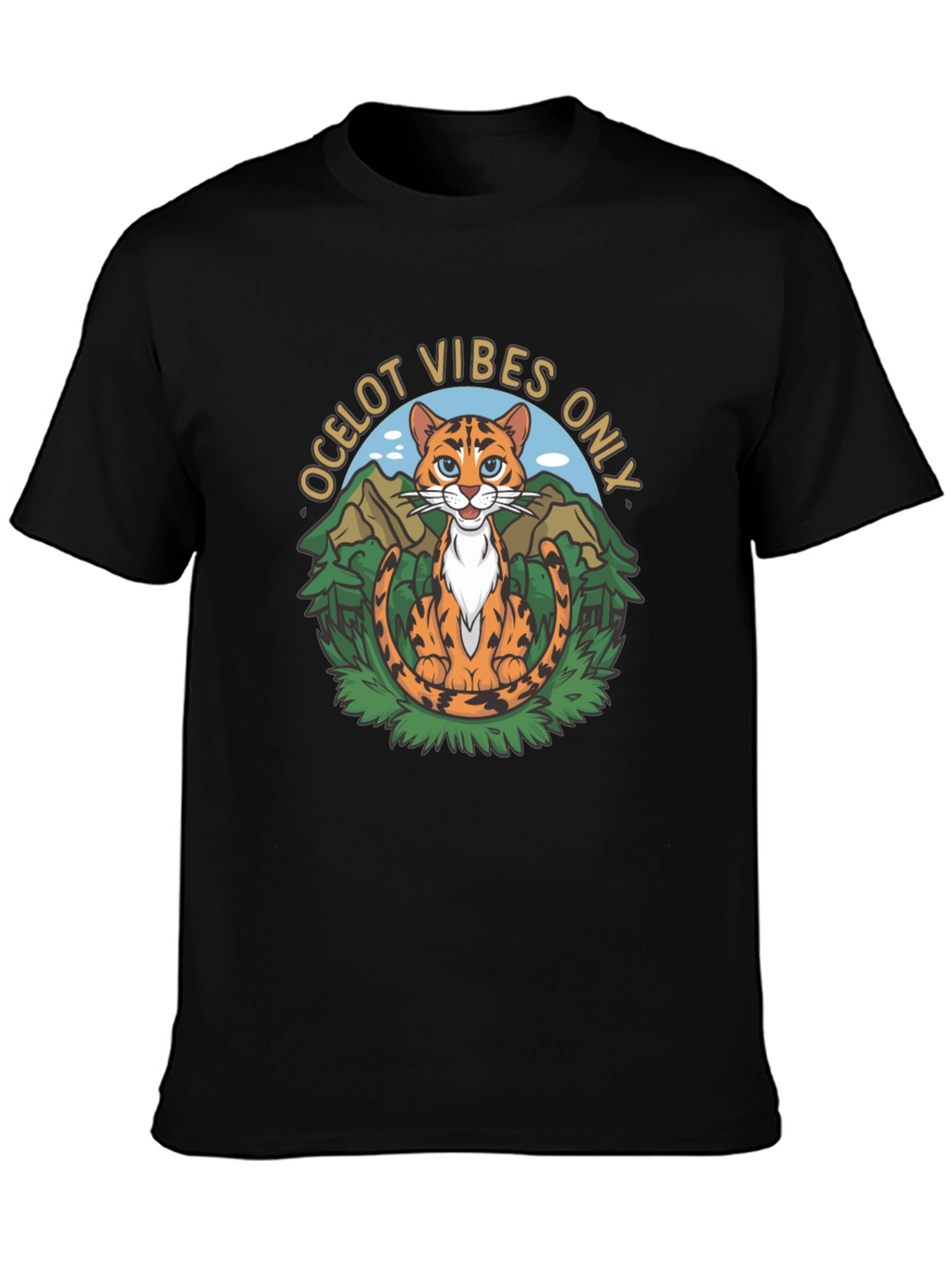Ocelot Vibes Graphic Tee - Cool Cat T-Shirt