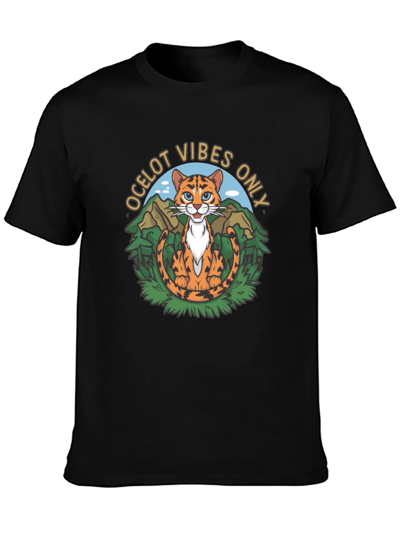 Ocelot Vibes Graphic Tee - Cool Cat T-Shirt