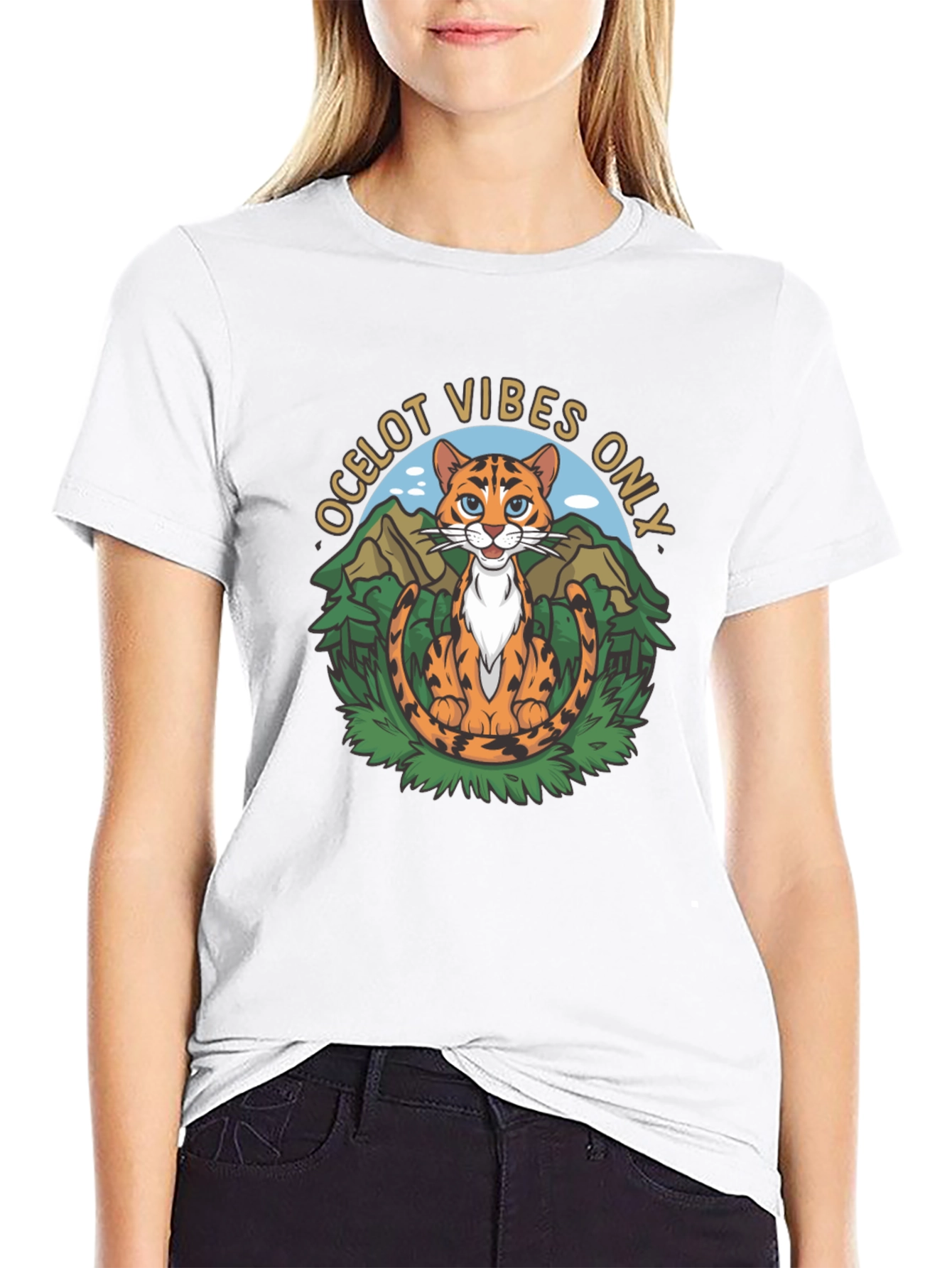 Ocelot Vibes Graphic Tee - Cool Cat T-Shirt