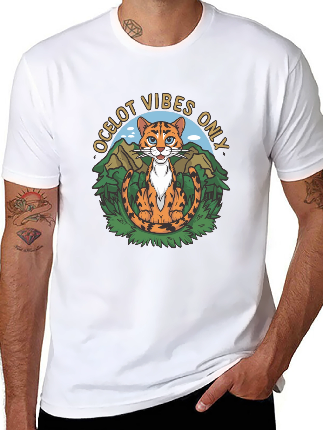 Ocelot Vibes Graphic Tee - Cool Cat T-Shirt