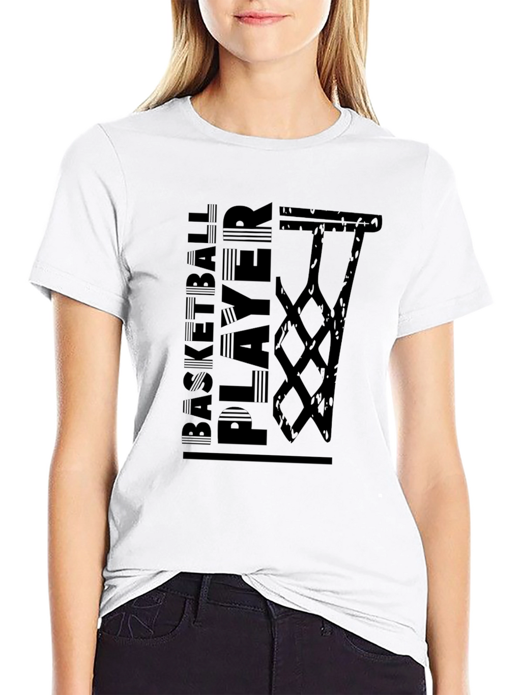 Basketball Player Graphic Tee - Black Cotton T-Shirt
