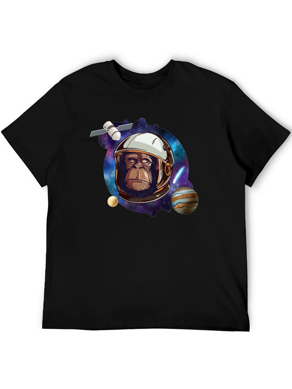 Space Chimp Graphic Tee - Black Cotton