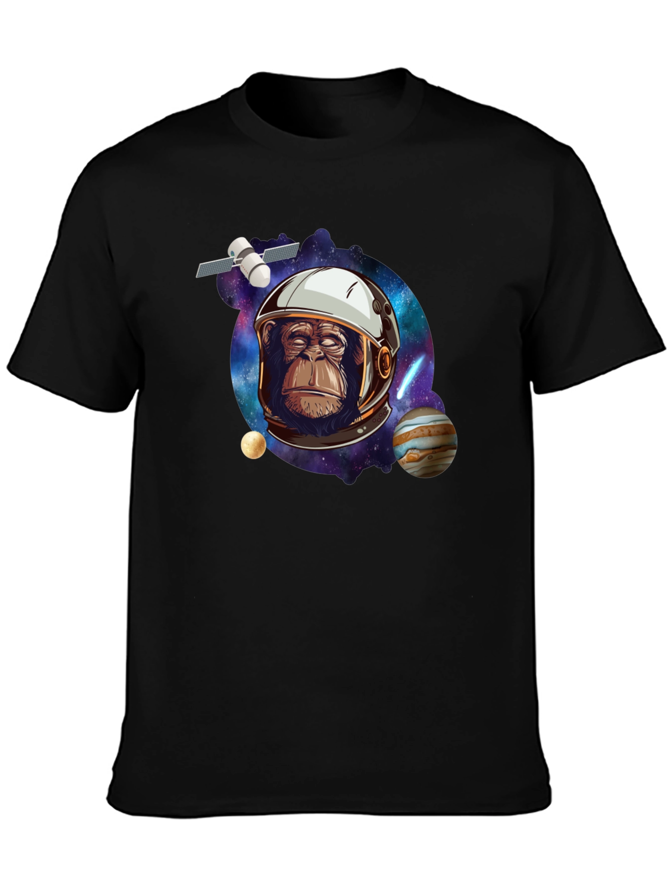 Space Chimp Graphic Tee - Black Cotton