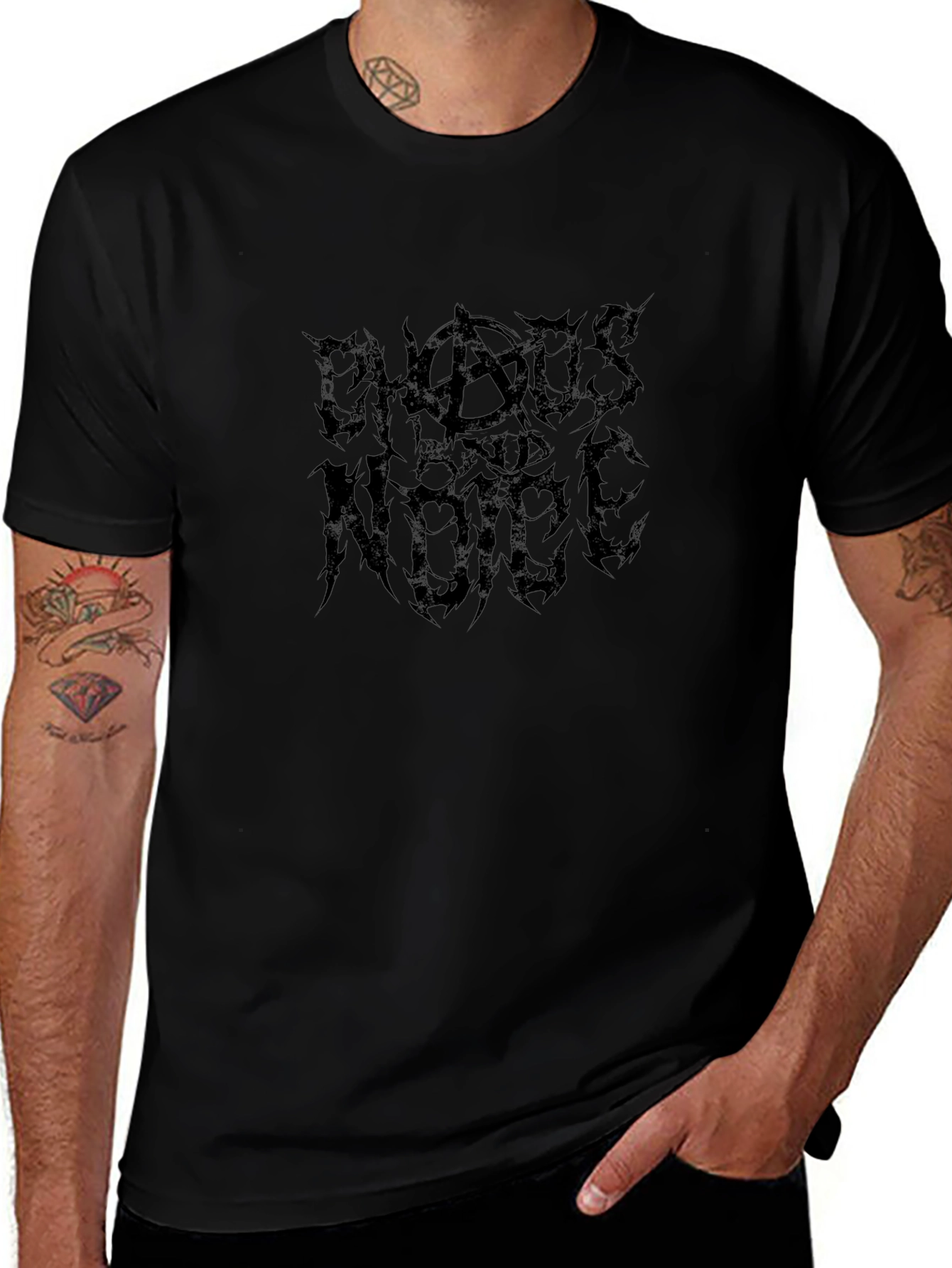 Chaos and Noise Black Graphic Tee for Men