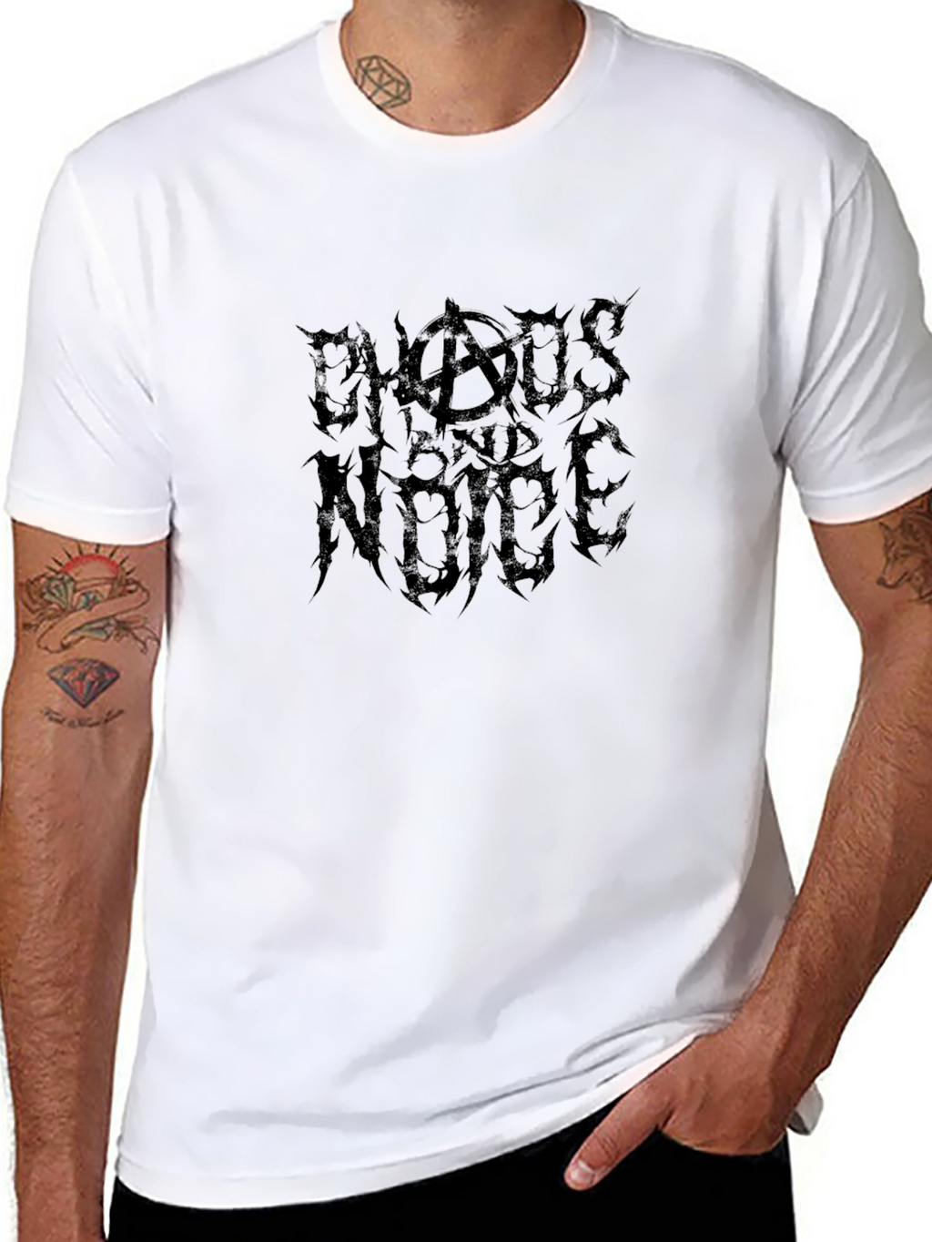 Chaos and Noise Black Graphic Tee for Men