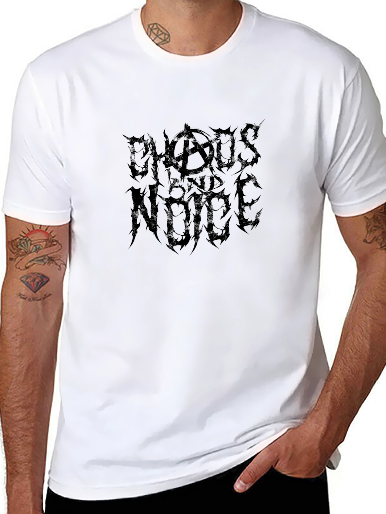 Chaos and Noise Black Graphic Tee for Men