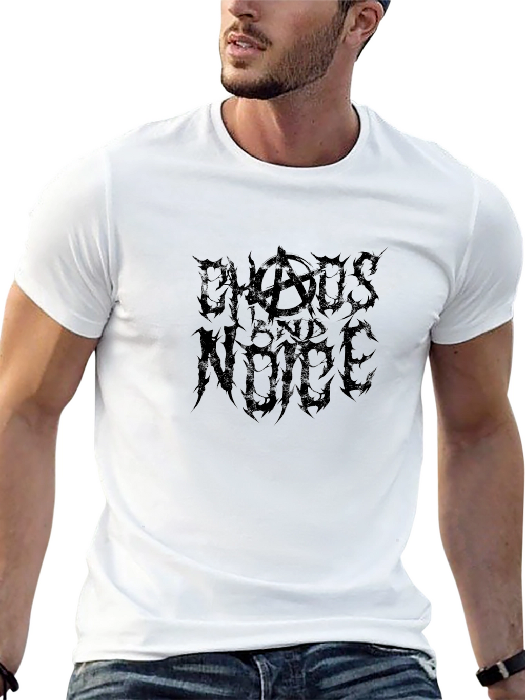 Chaos and Noise Black Graphic Tee for Men