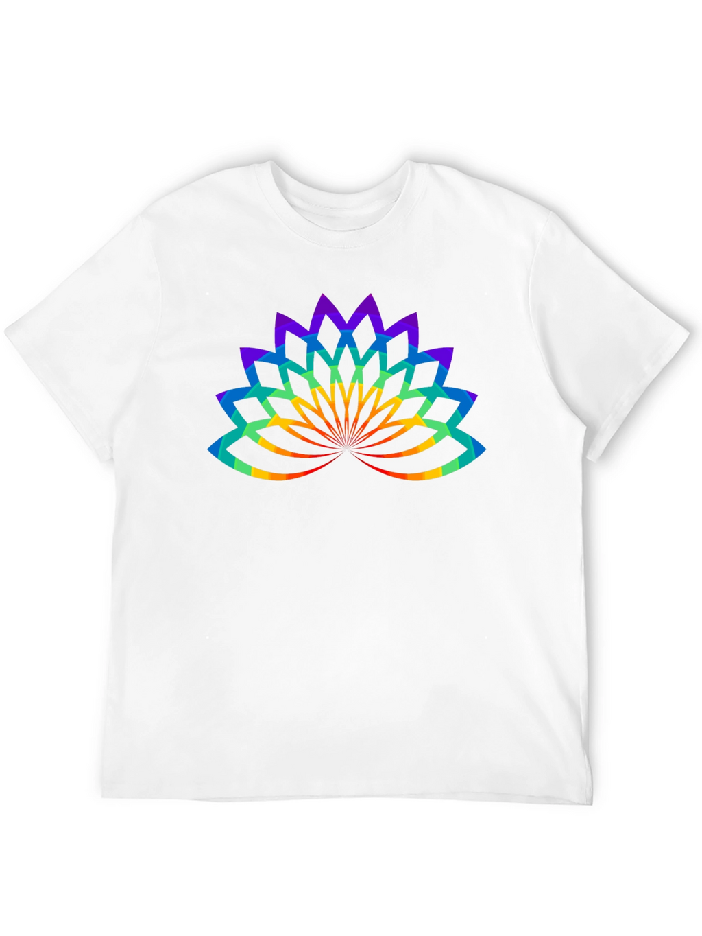 Rainbow Lotus Flower Graphic Black T-Shirt