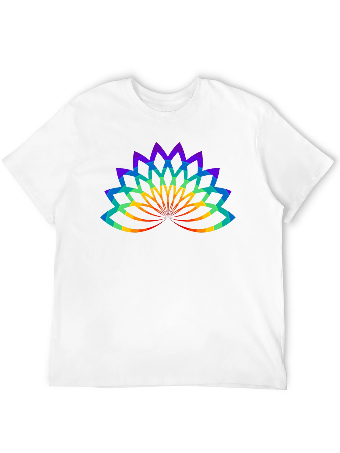Rainbow Lotus Flower Graphic Black T-Shirt