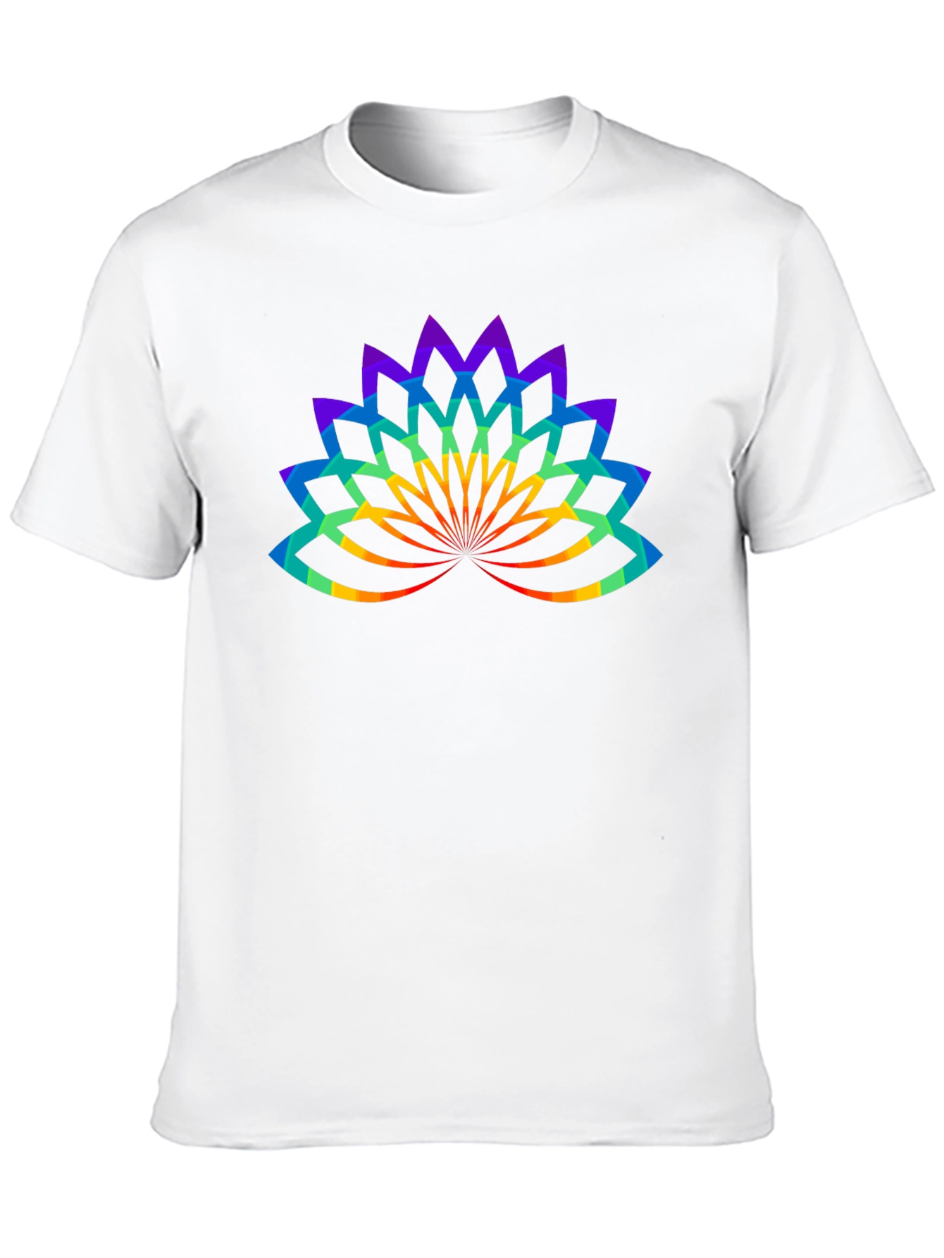 Rainbow Lotus Flower Graphic Black T-Shirt