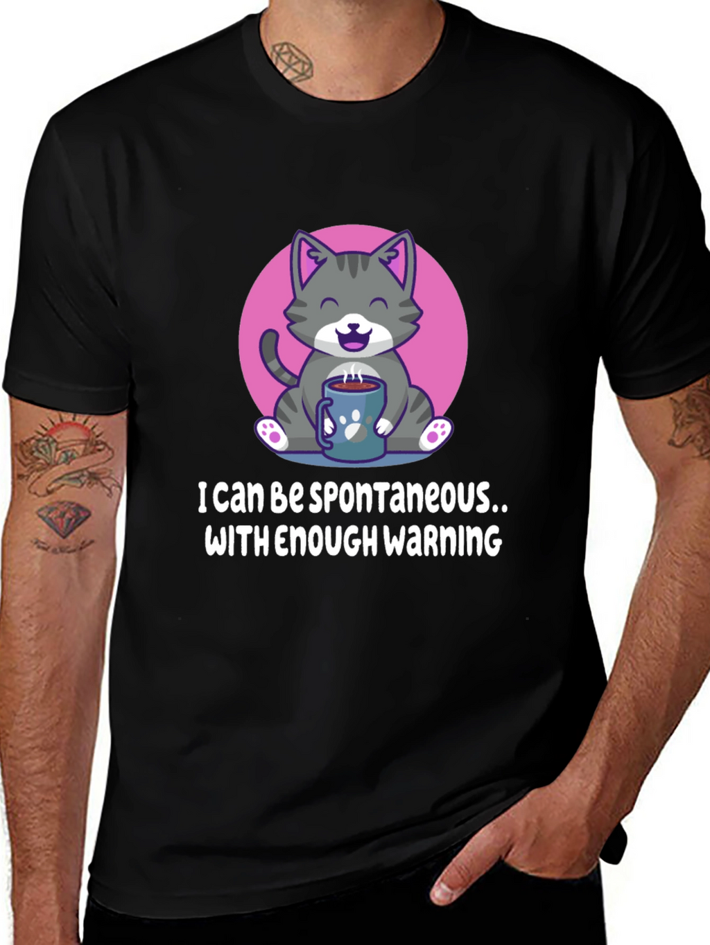 Funny Cat Coffee T-Shirt - Spontaneous with Warning