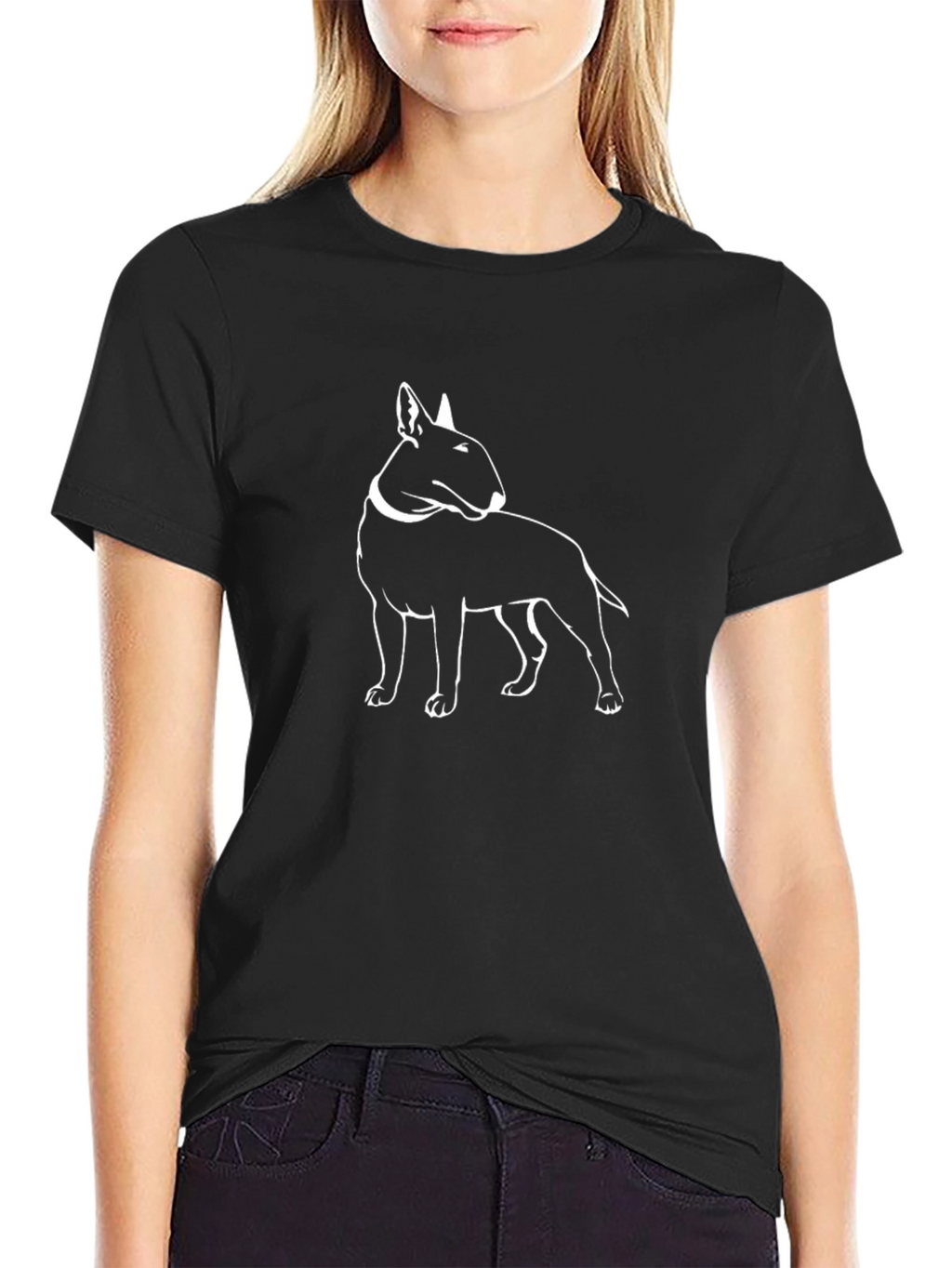 Bull Terrier Outline Graphic T-Shirt - Black