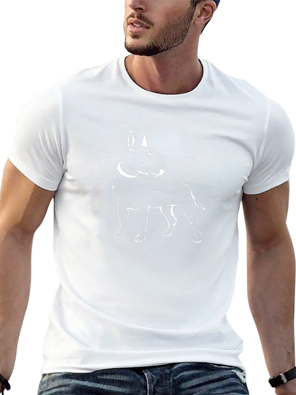 Bull Terrier Outline Graphic T-Shirt - Black