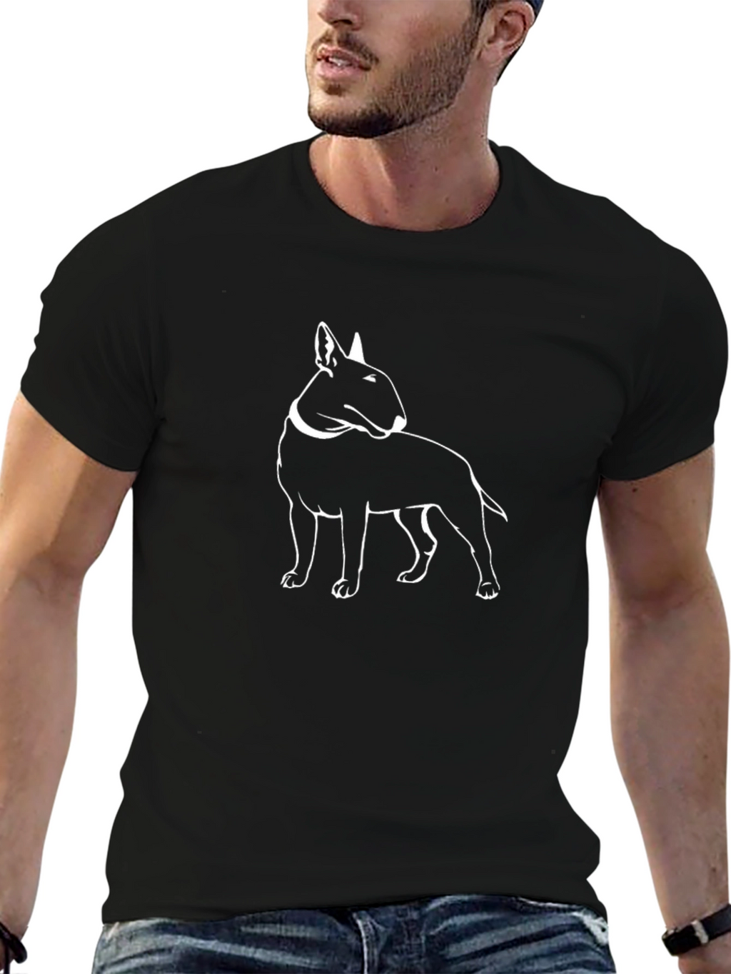 Bull Terrier Outline Graphic T-Shirt - Black