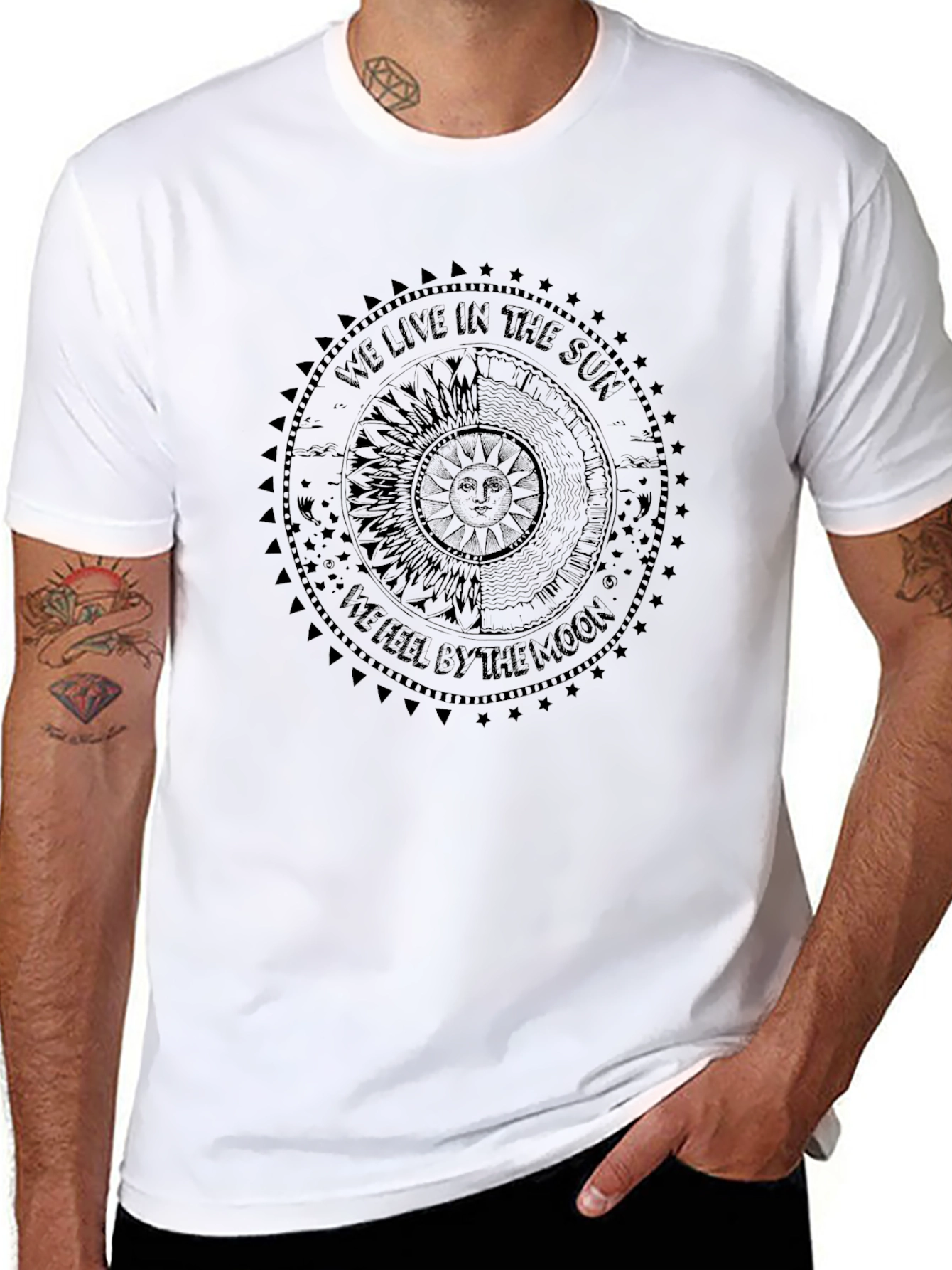Sun & Moon Graphic Tee - We Live In The Sun Black T-Shirt