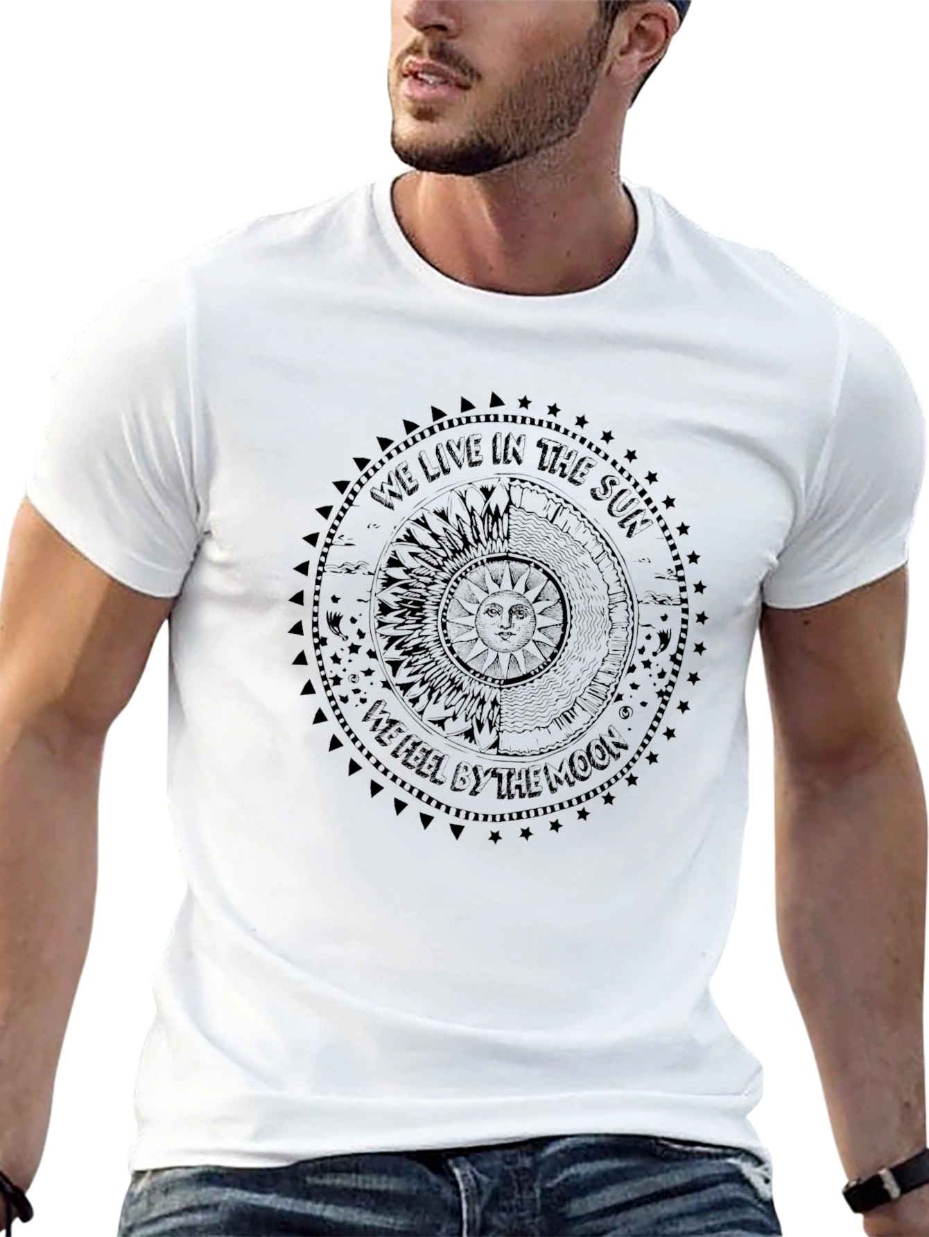 Sun & Moon Graphic Tee - We Live In The Sun Black T-Shirt