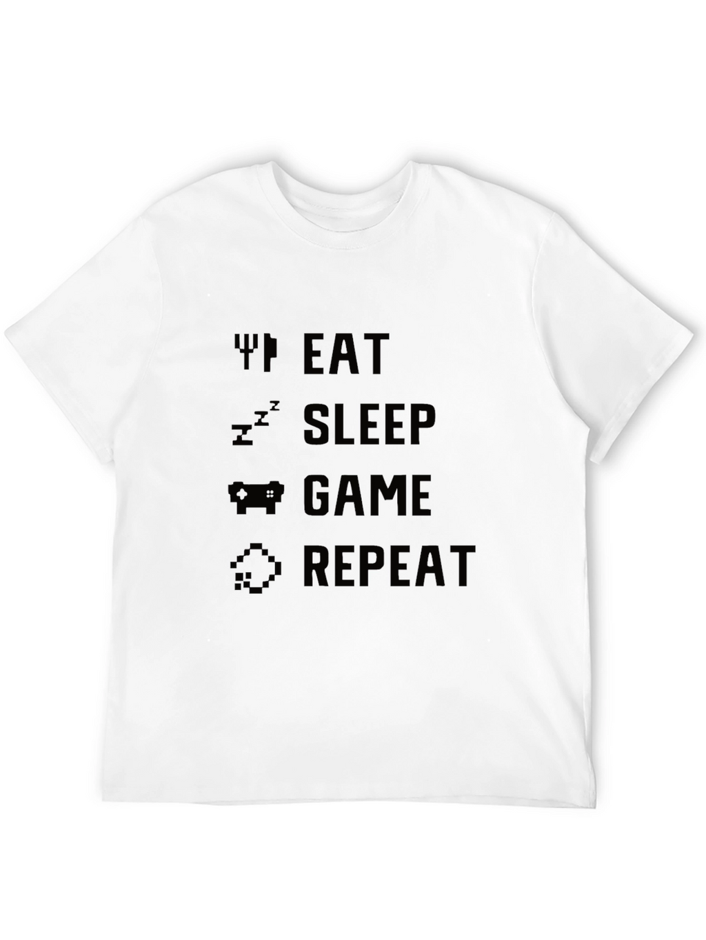 Eat Sleep Game Repeat Black Graphic Tee