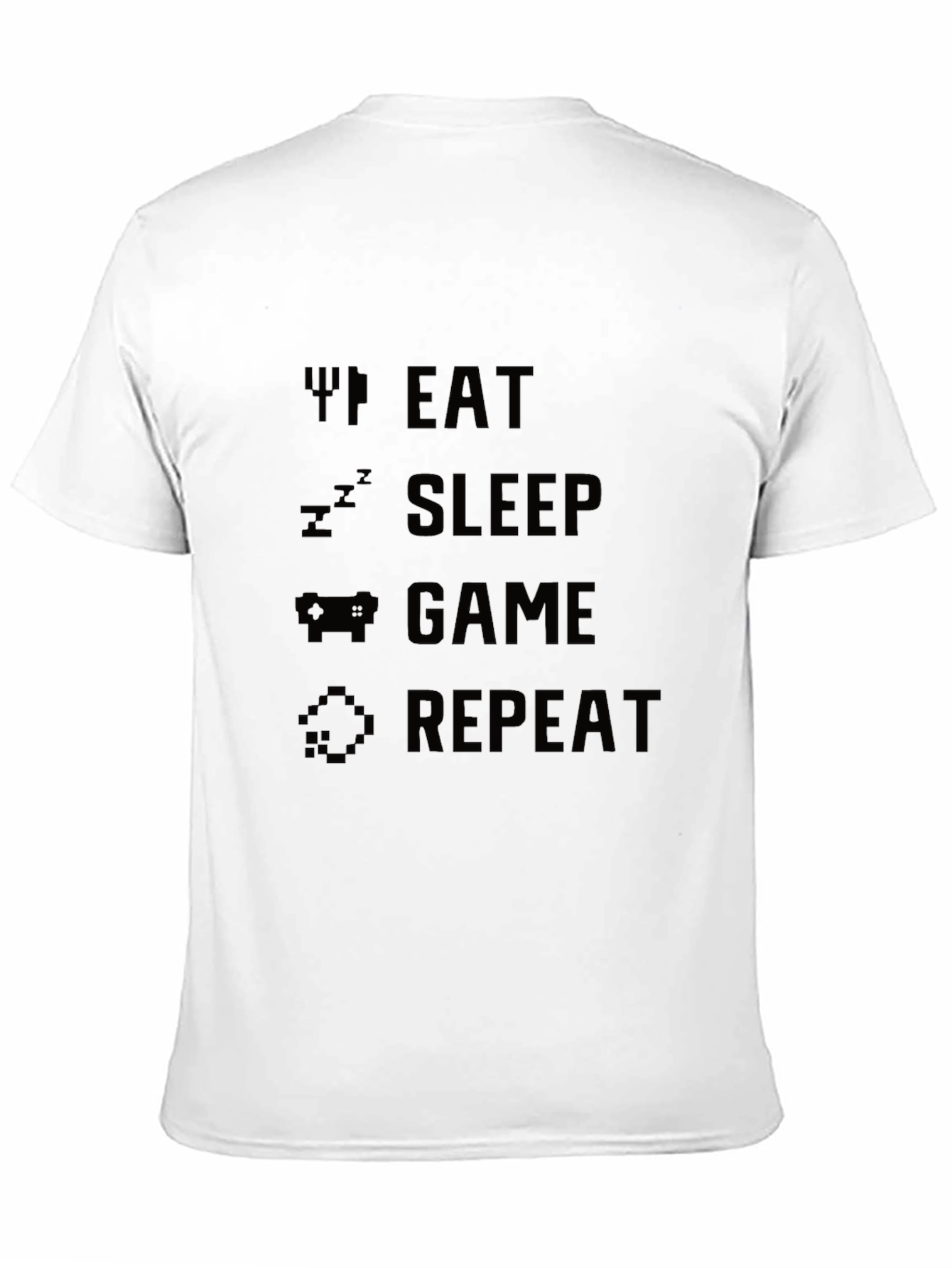 Eat Sleep Game Repeat Black Graphic Tee