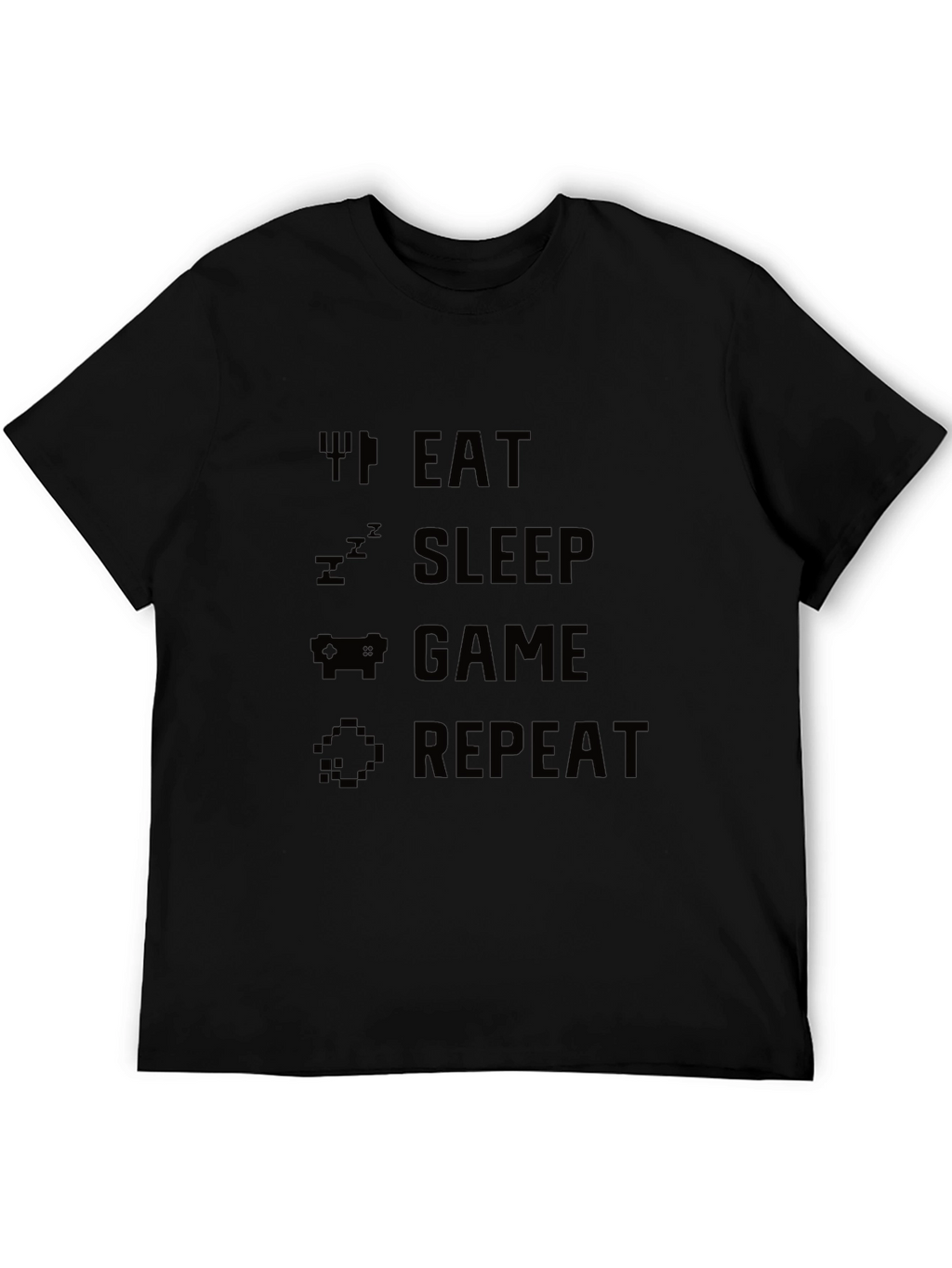 Eat Sleep Game Repeat Black Graphic Tee