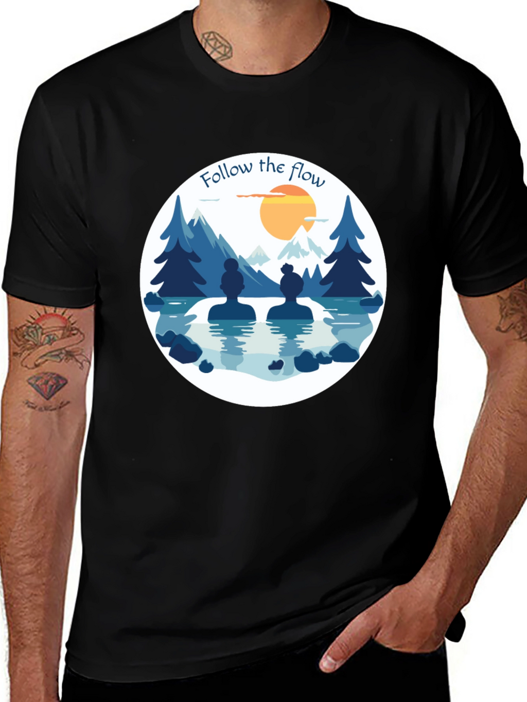 Follow the Flow T-Shirt - Relaxing Spa Design
