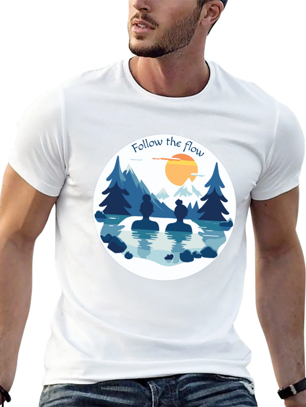 Follow the Flow T-Shirt - Relaxing Spa Design