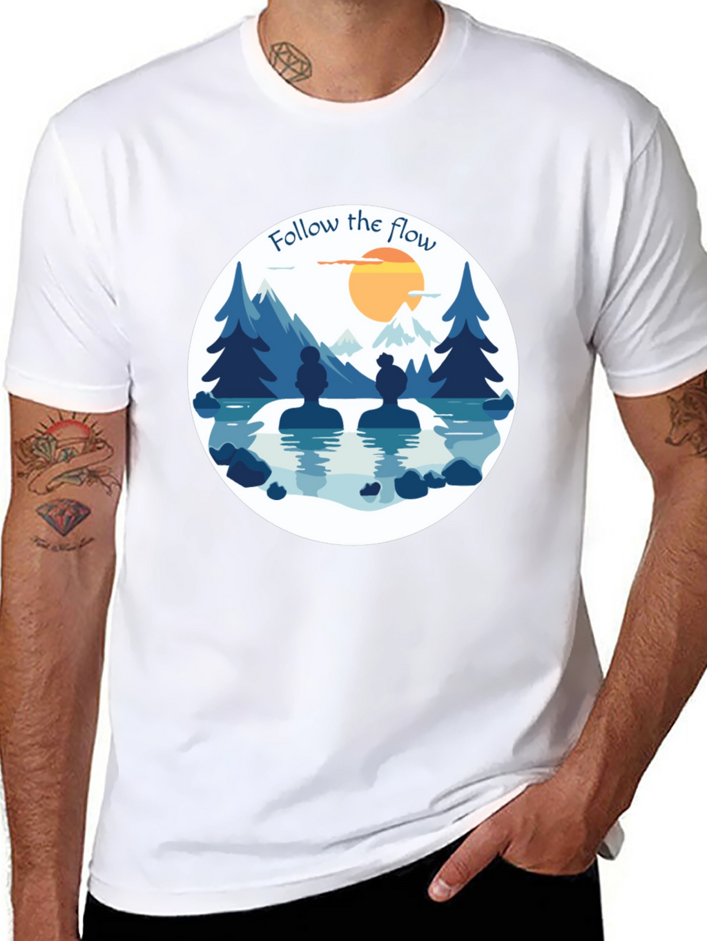 Follow the Flow T-Shirt - Relaxing Spa Design
