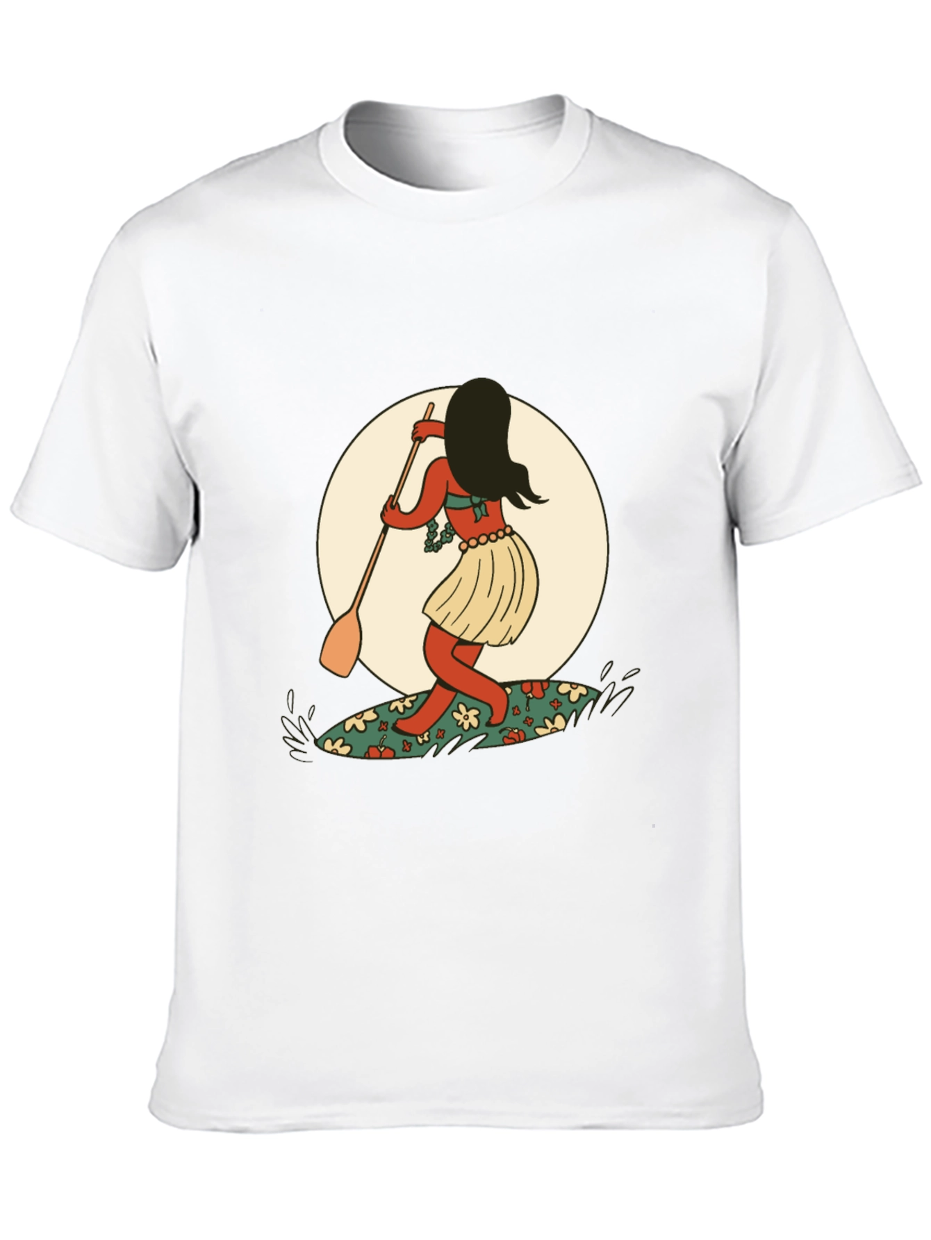 Surfer Girl Graphic Tee - Black Cotton T-Shirt