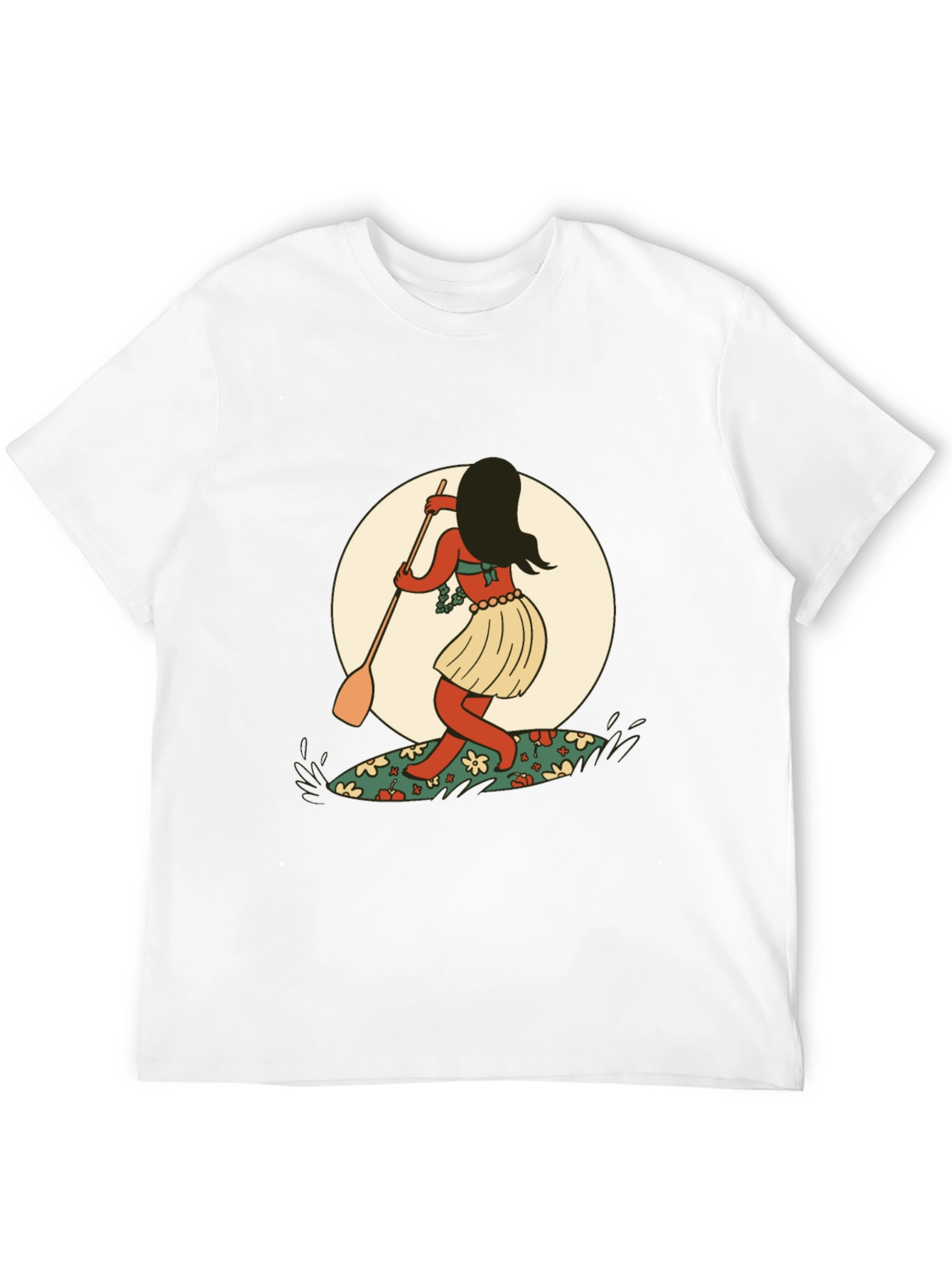 Surfer Girl Graphic Tee - Black Cotton T-Shirt