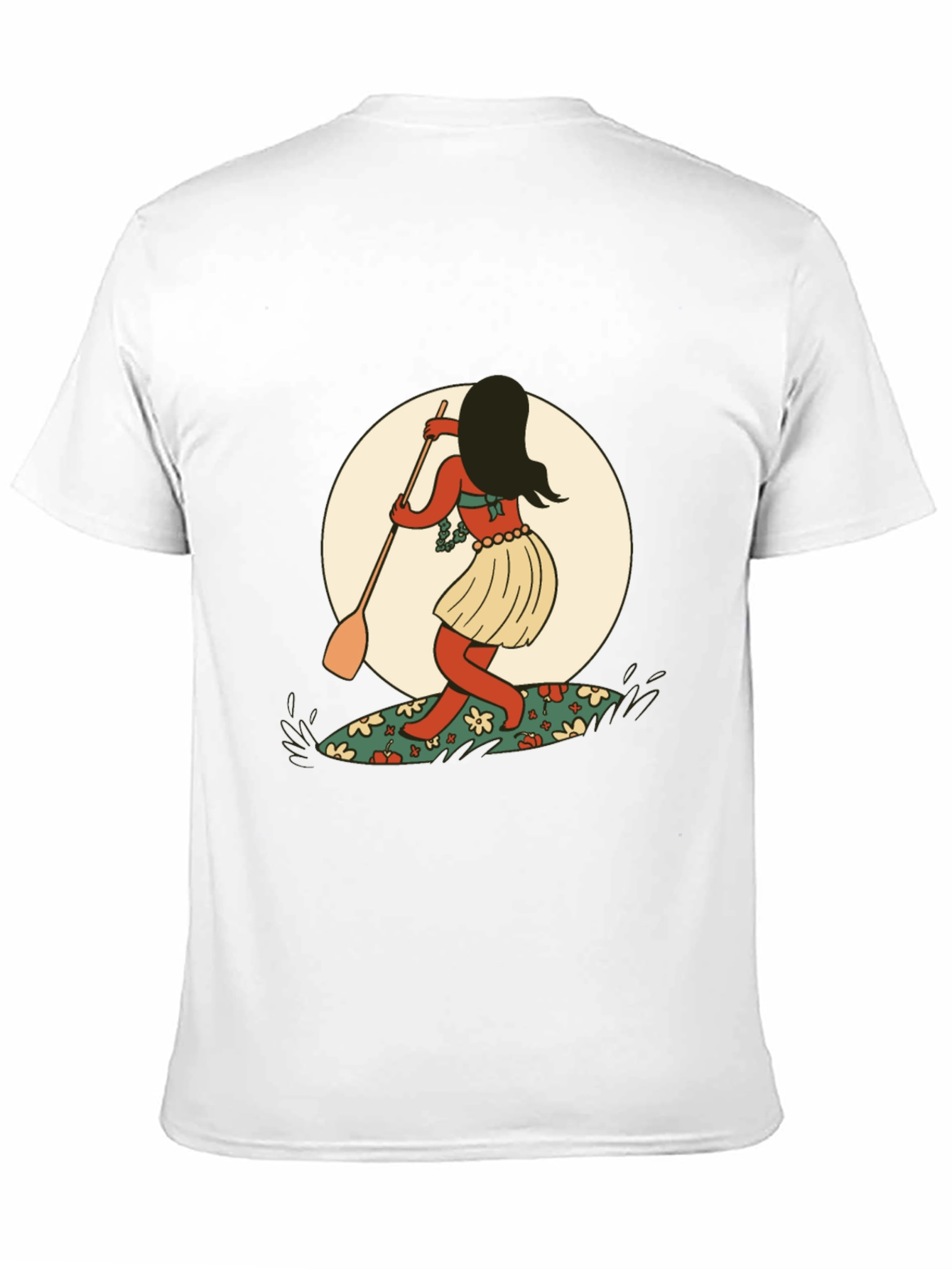 Surfer Girl Graphic Tee - Black Cotton T-Shirt