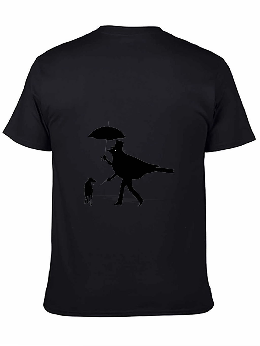 Whimsical Bird & Dog Black Graphic Tee