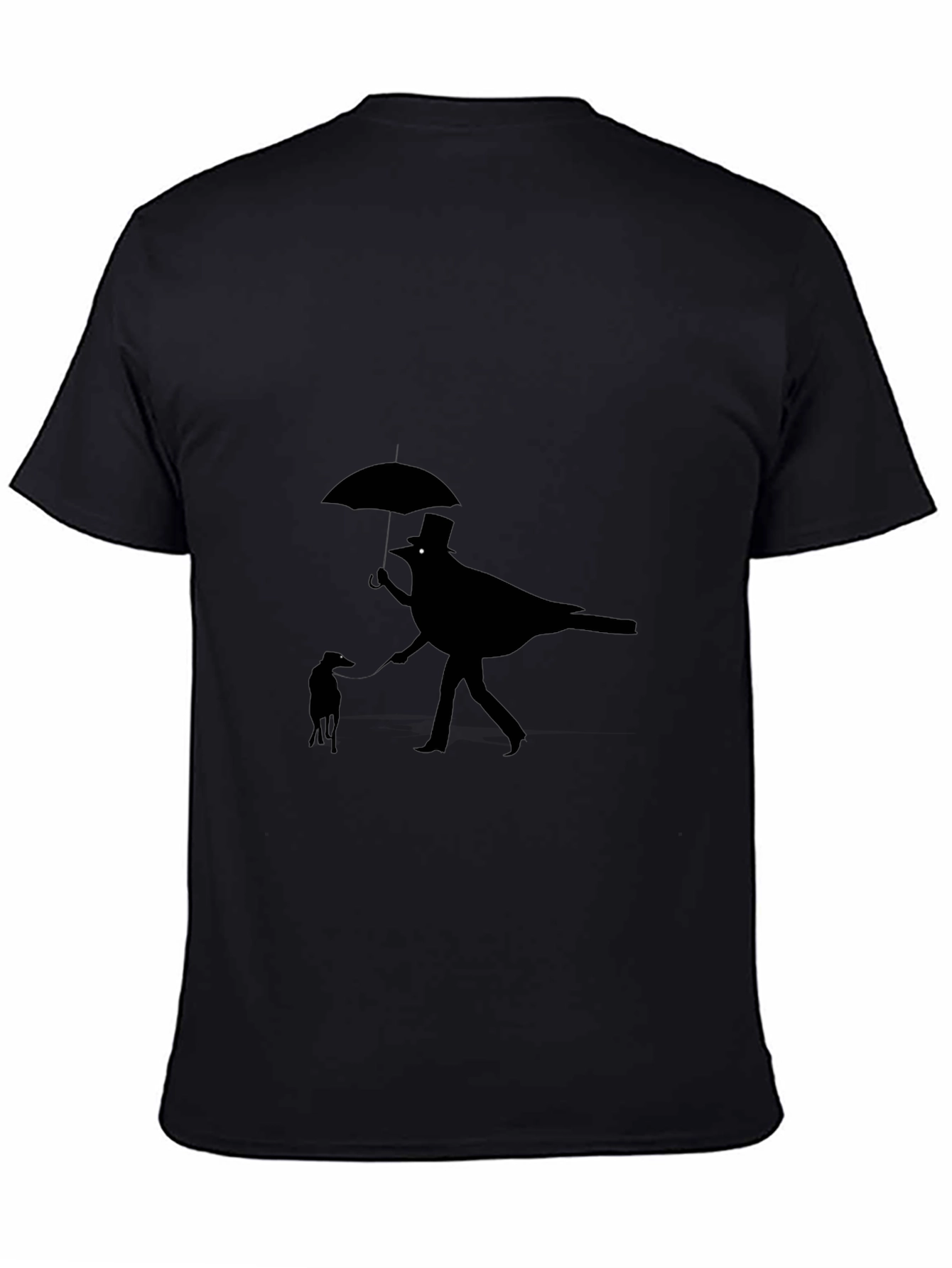 Whimsical Bird & Dog Black Graphic Tee