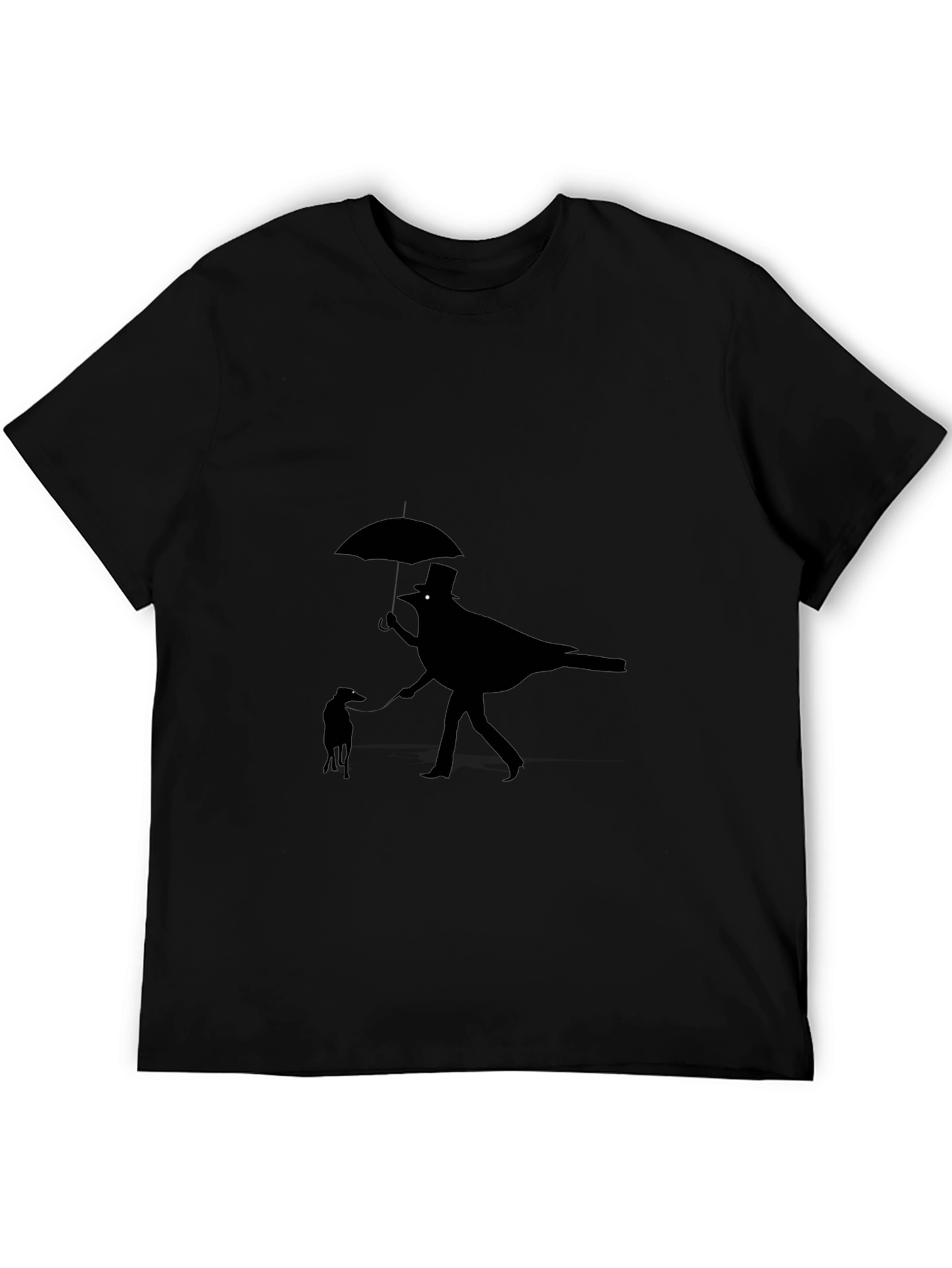 Whimsical Bird & Dog Black Graphic Tee