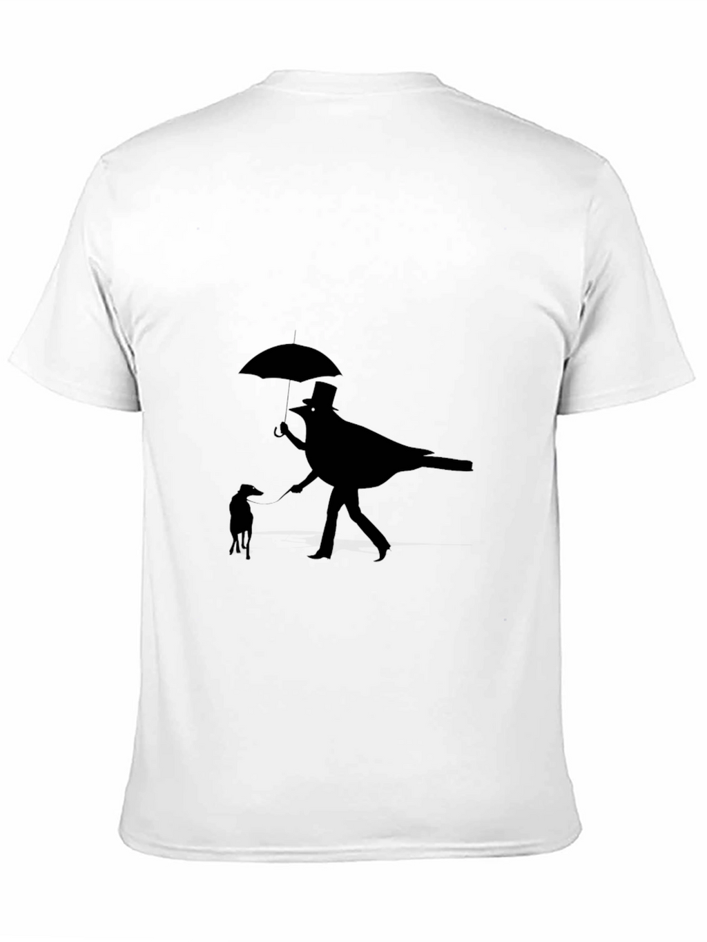 Whimsical Bird & Dog Black Graphic Tee