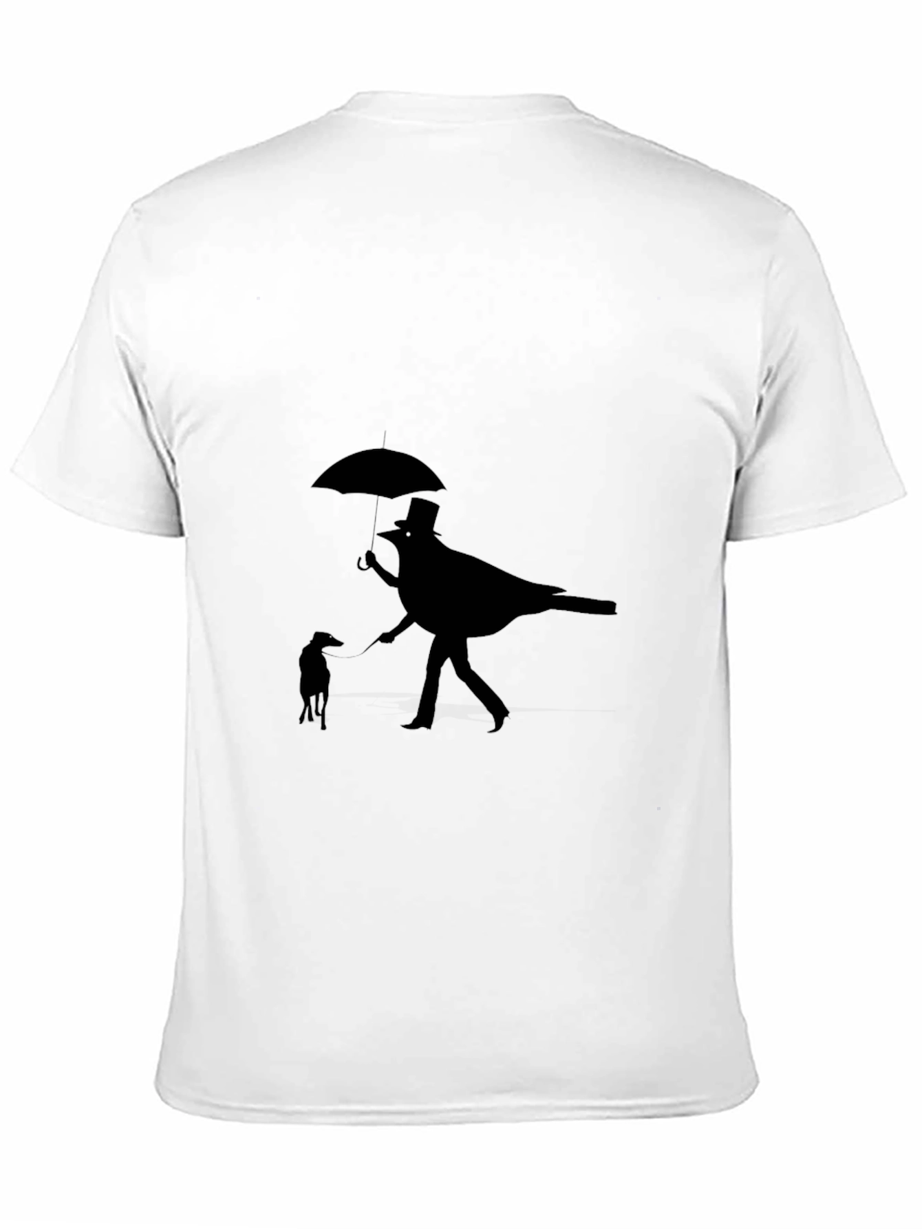 Whimsical Bird & Dog Black Graphic Tee