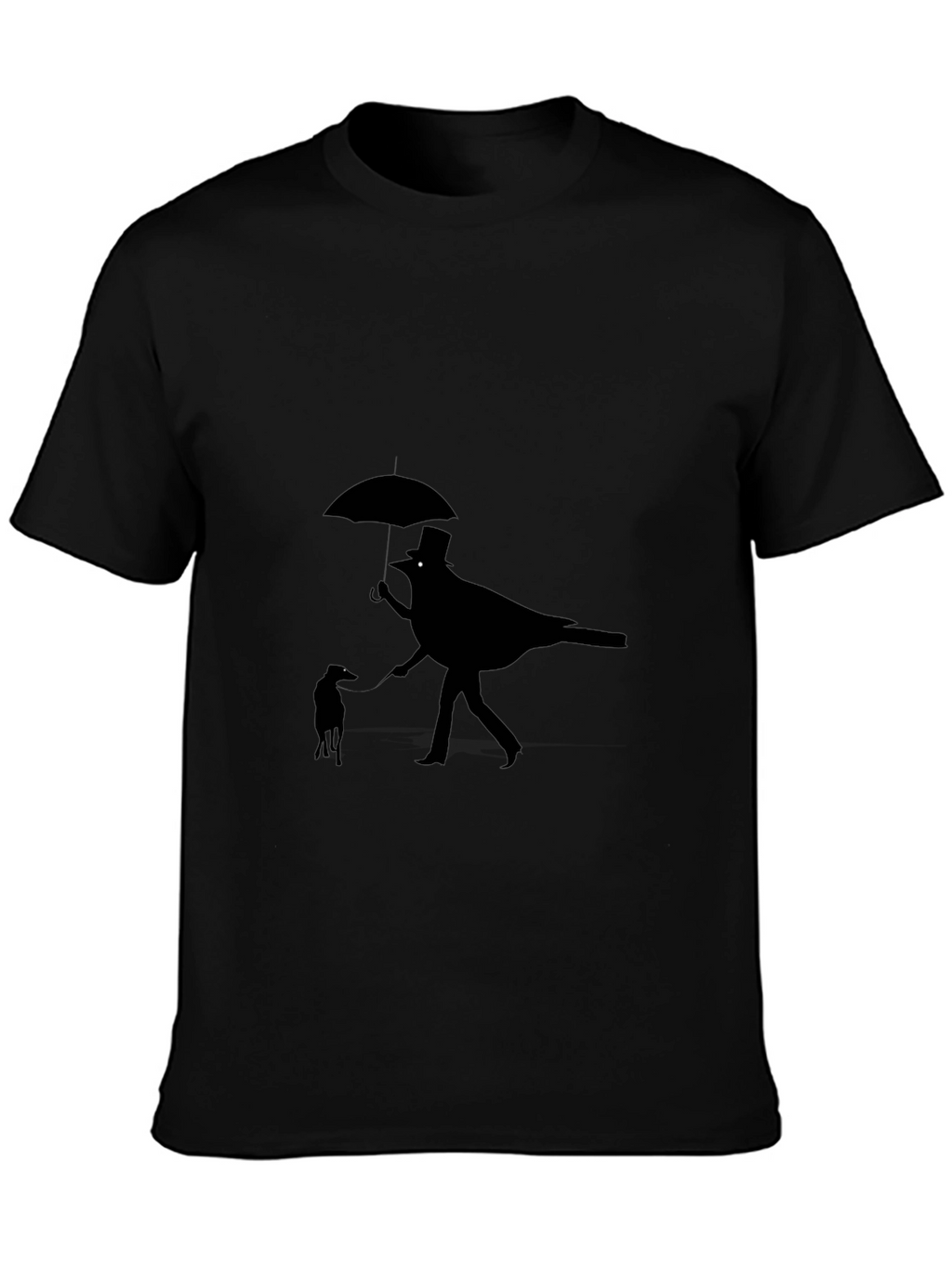 Whimsical Bird & Dog Black Graphic Tee