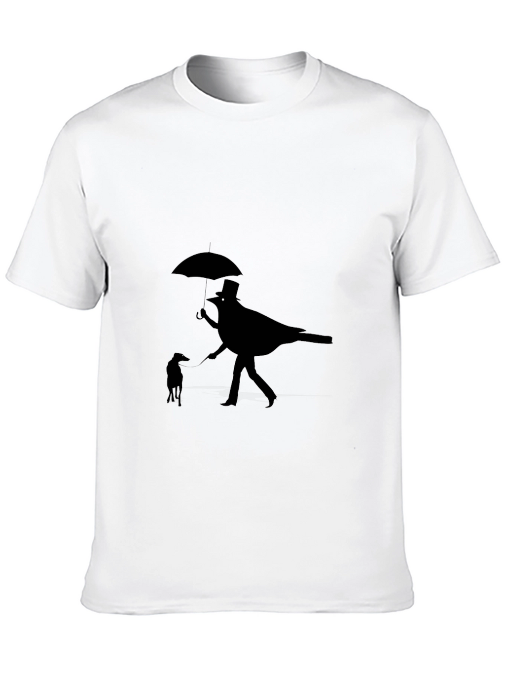 Whimsical Bird & Dog Black Graphic Tee