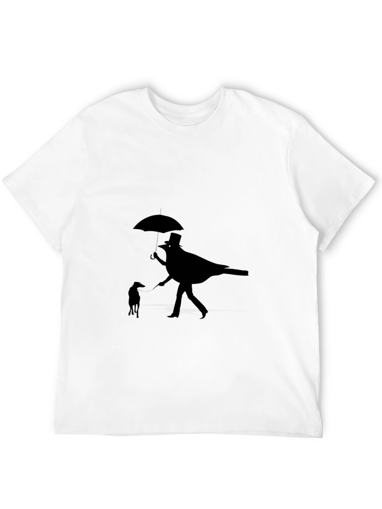 Whimsical Bird & Dog Black Graphic Tee