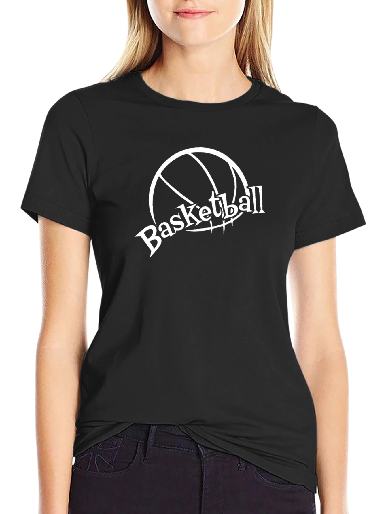 Basketball Graphic Tee - Black Cotton T-Shirt