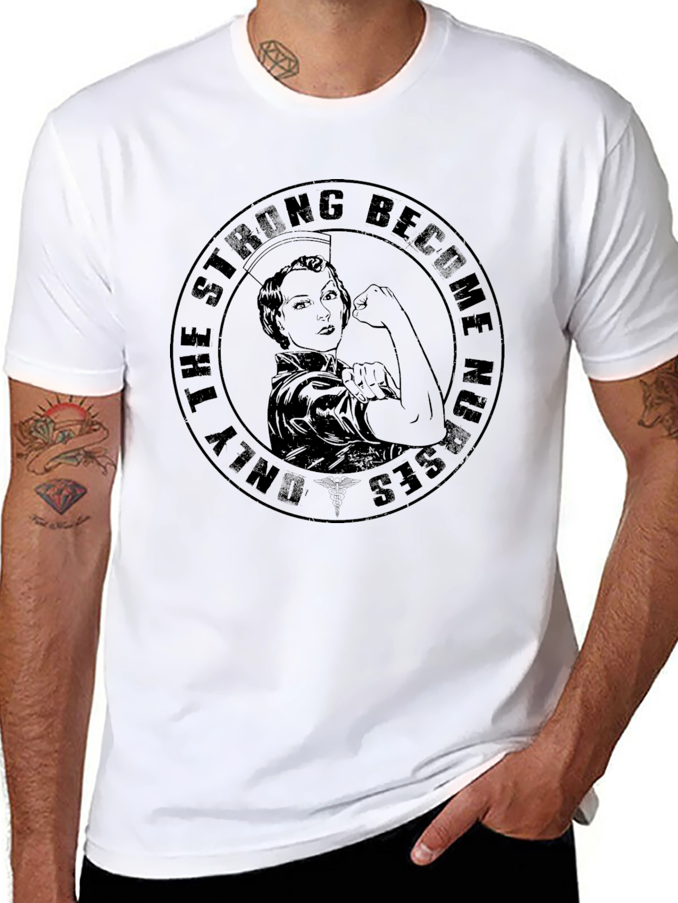 Strong Nurses Graphic Tee - Black Cotton T-Shirt